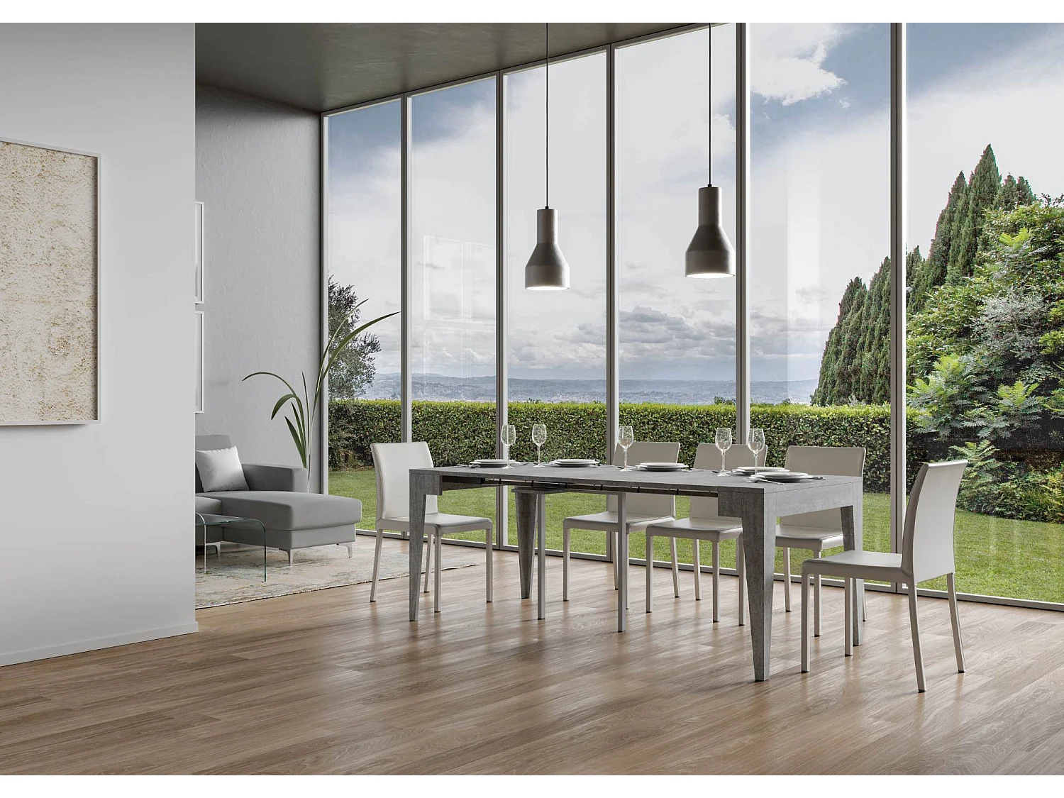 Console extensible 90x42/302 cm Isotta gris béton