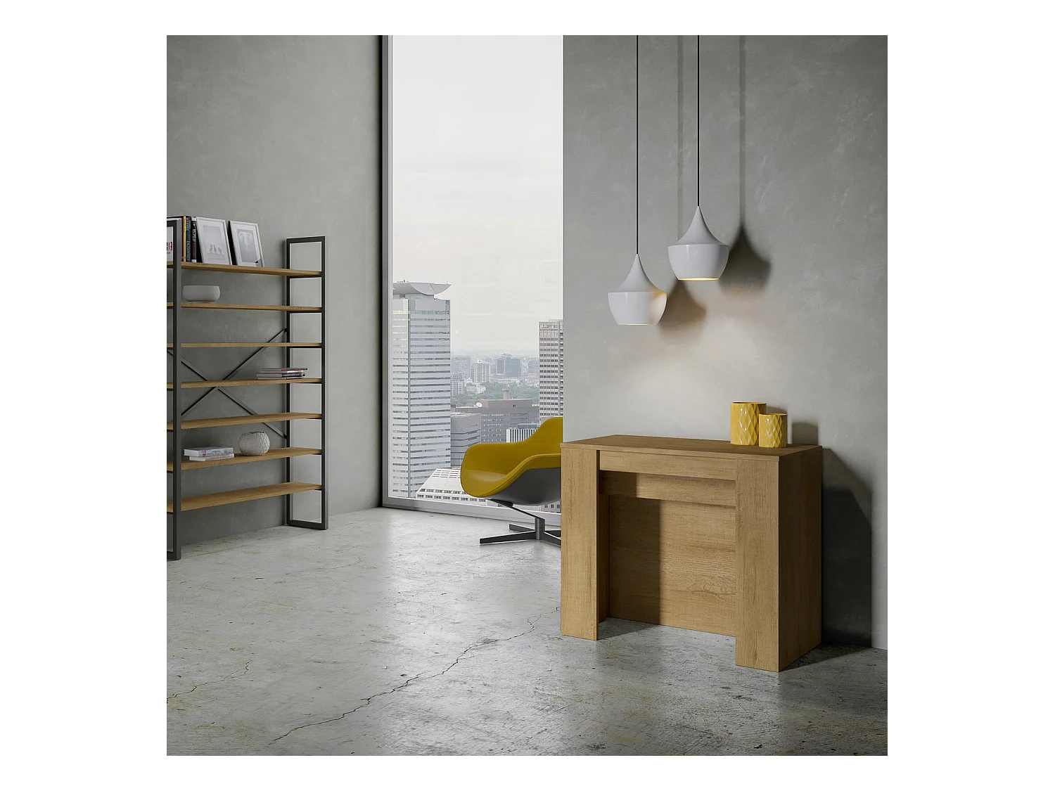 Console extensible 90x48/296 cm Venus Chêne Nature rallonges internes