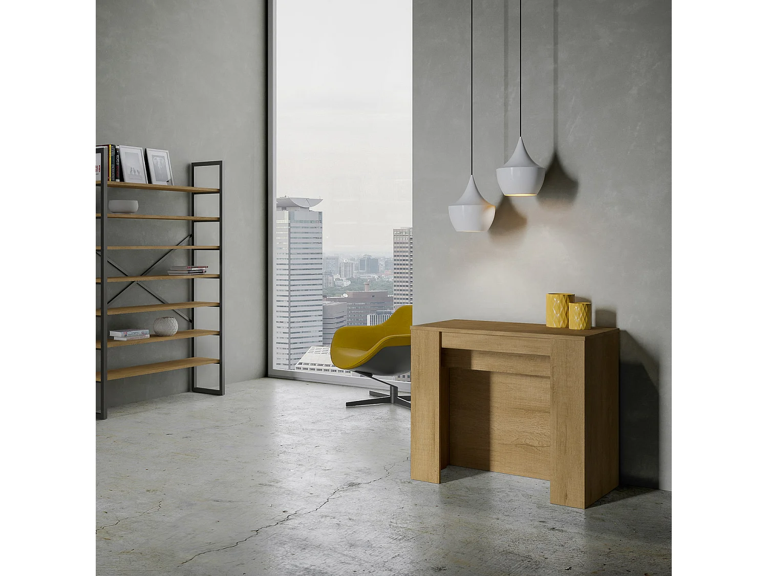 Console extensible 90x48/296 cm Venus chêne nature rallonges internes