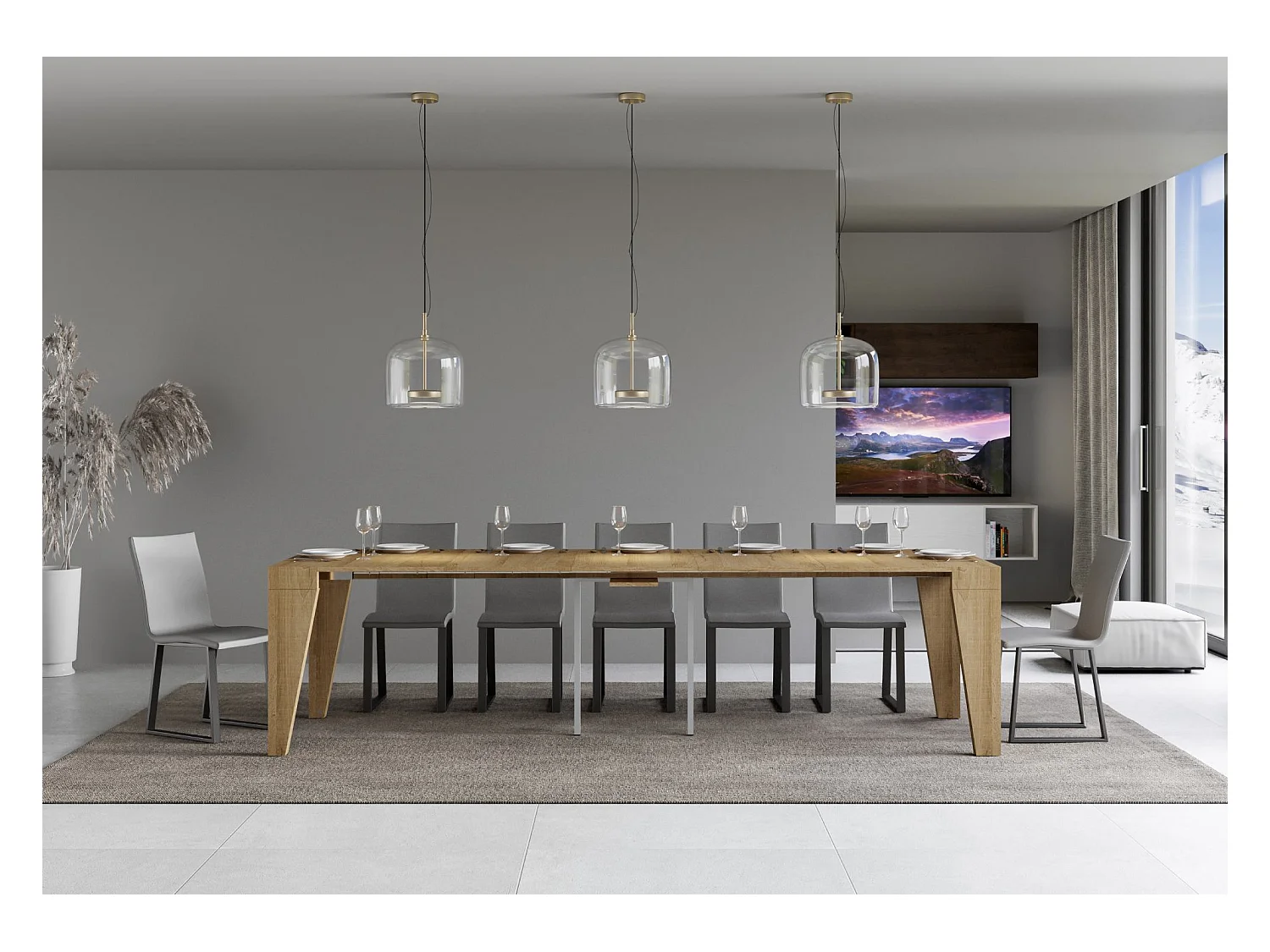 Consola extensible 90x40/300 cm Naxy Roble Nature