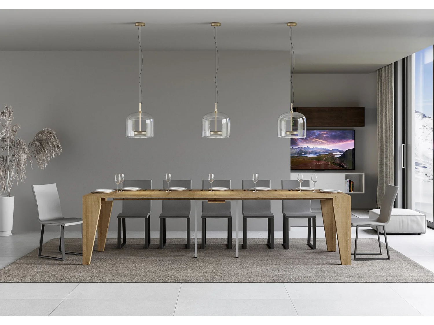 Console extensible 90x40/300 cm Naxy chêne nature