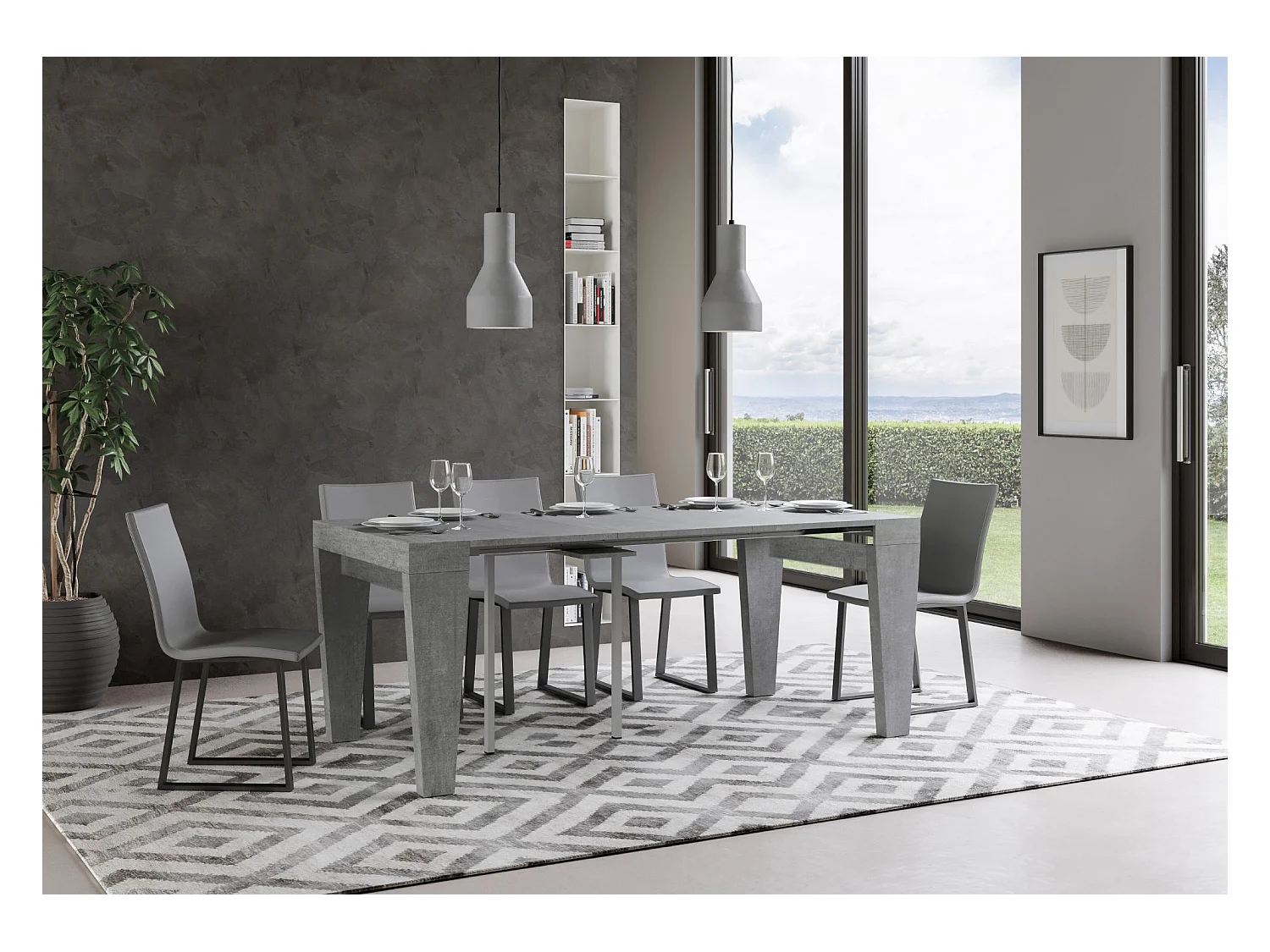 Uitschuifbare console 90x40/300 cm Spimbo Cemento