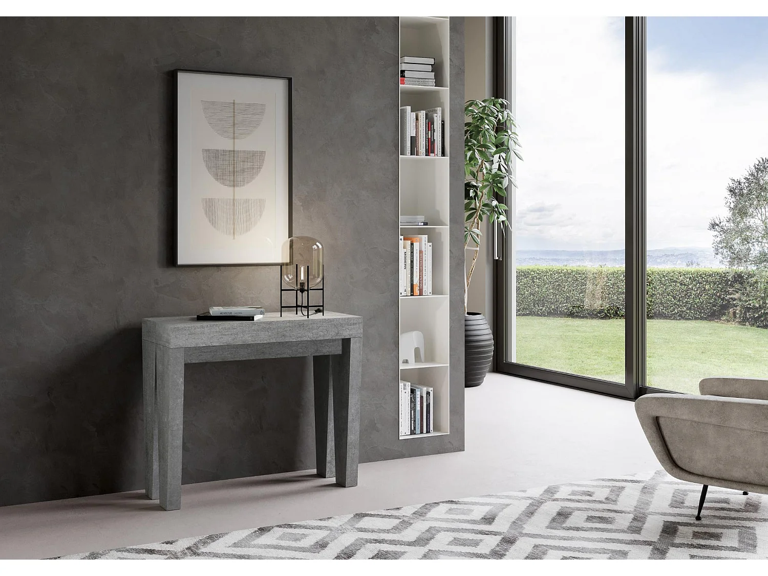 Mesa consola extensível 90x40/300 cm Spimbo Cimento