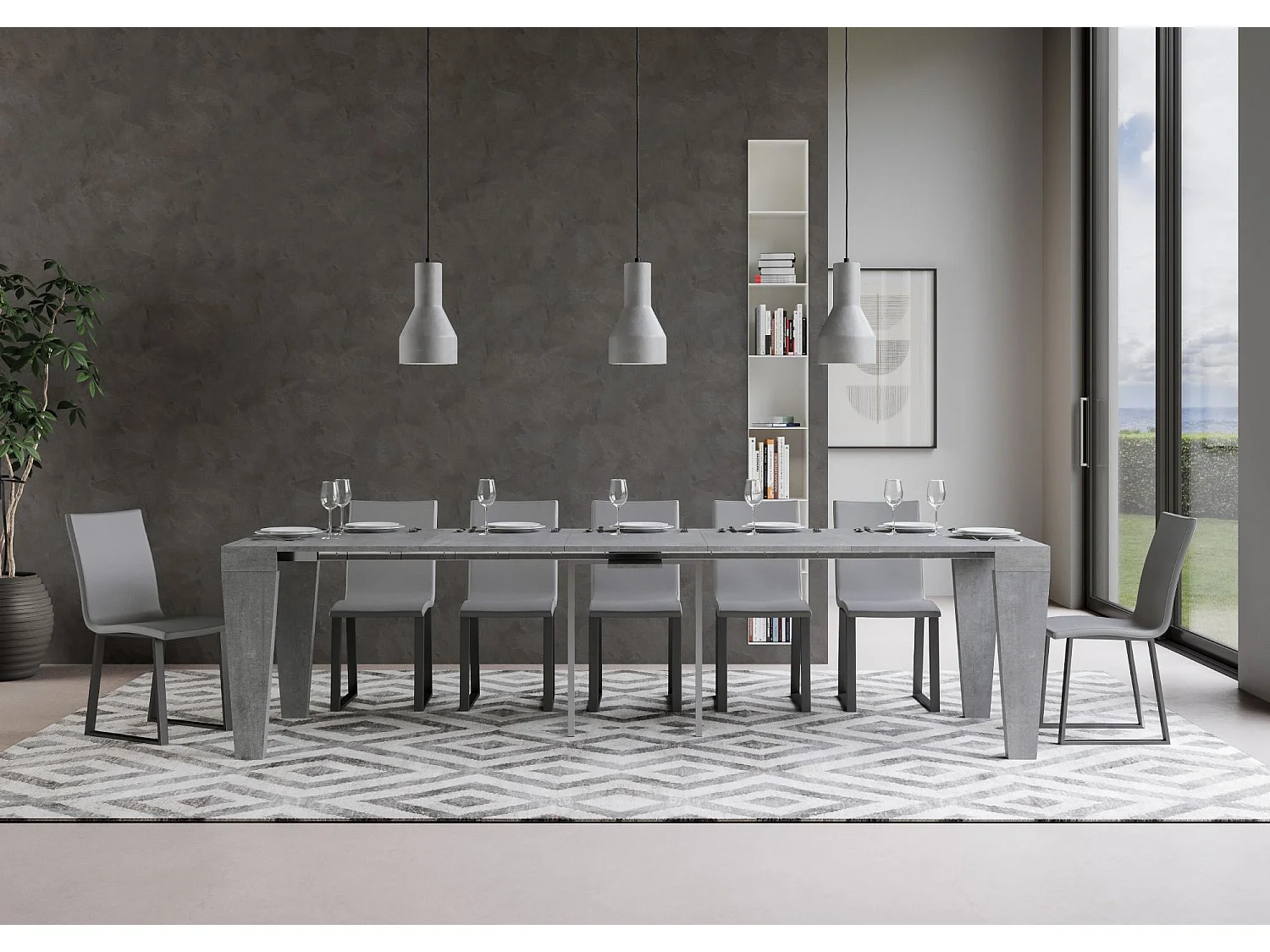 Mesa consola extensível 90x40/300 cm Spimbo Cimento