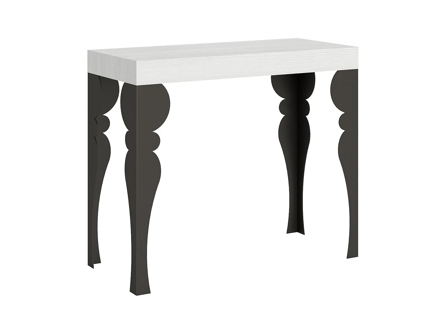 Console extensible 90x40/196 cm Paxon Small Premium Frêne Blanc cadre Anthracite