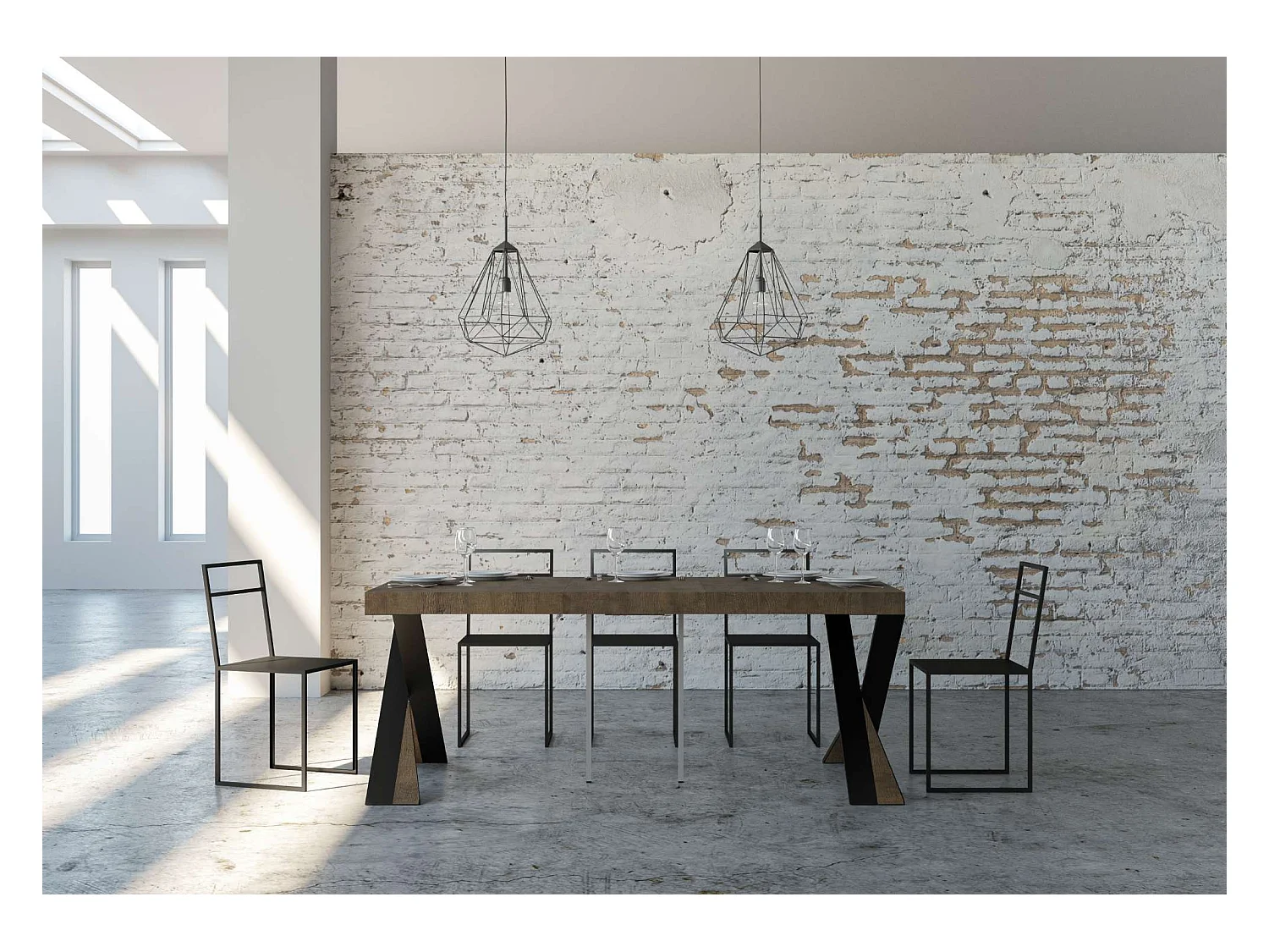 Consola extensible 90x40/300 cm Diago Premium Estructura Nogal Antracita