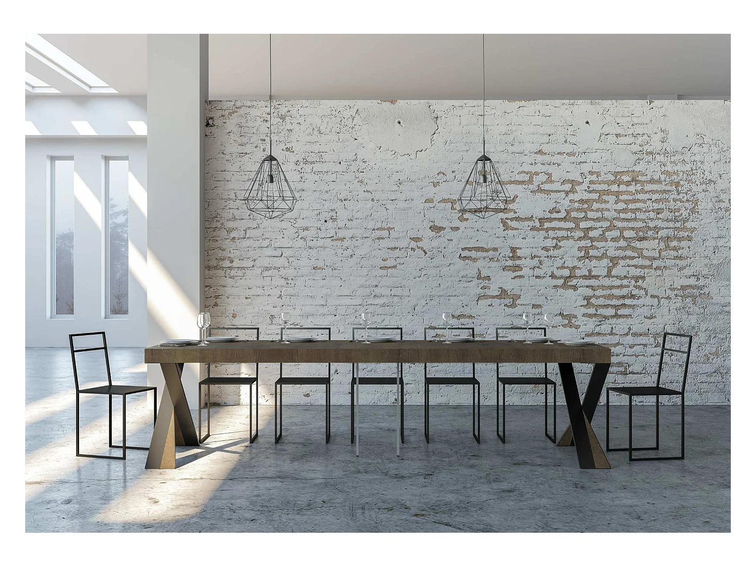 Consola extensible 90x40/300 cm Diago Premium Estructura Nogal Antracita