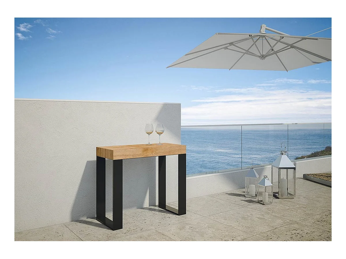 Console Extensible 90x40/290 cm Tecno Sapin Teinté cadre Anthracite