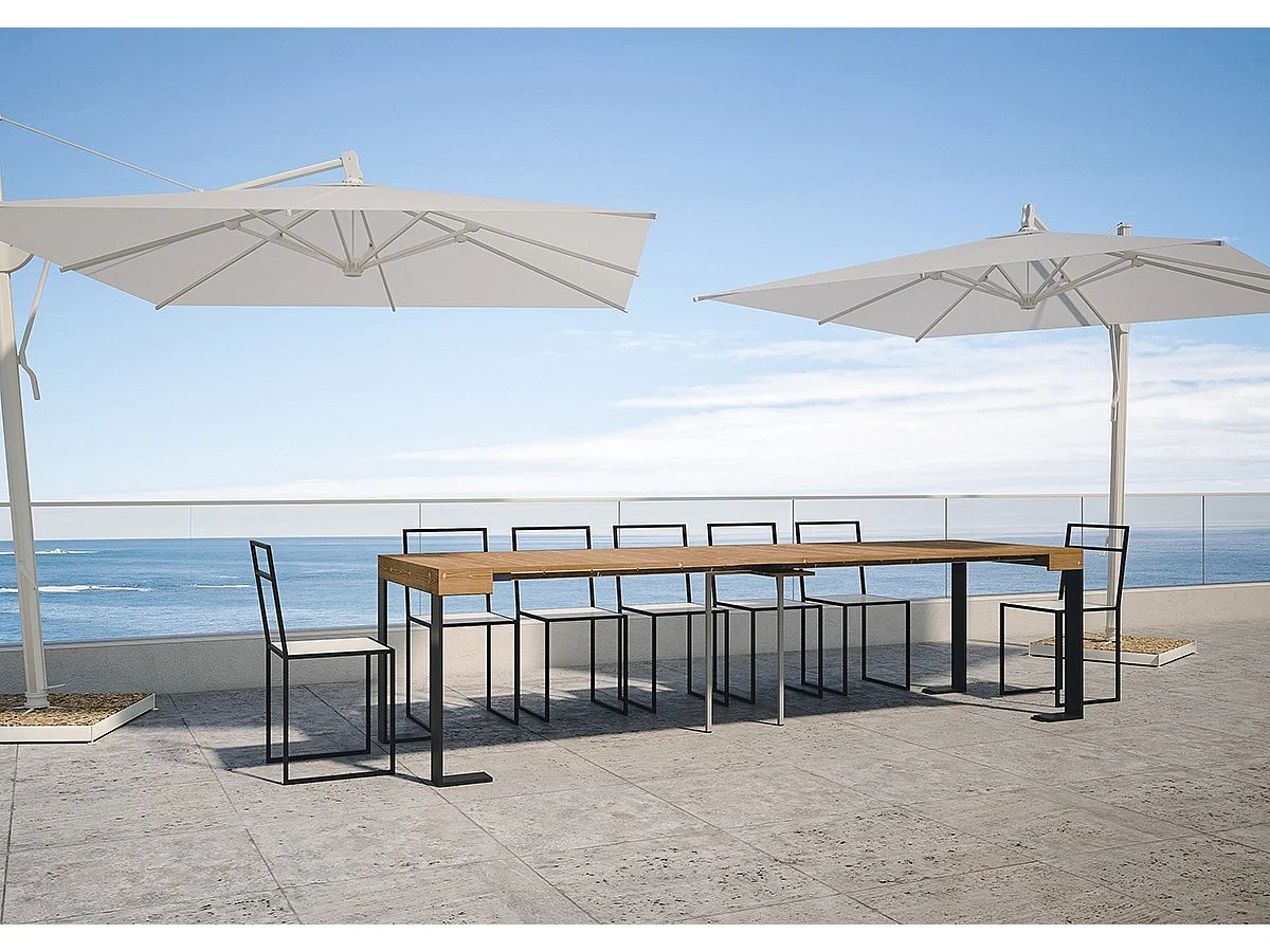 Console Extensible 90x40/290 cm Tecno sapin teinté pieds anthracite