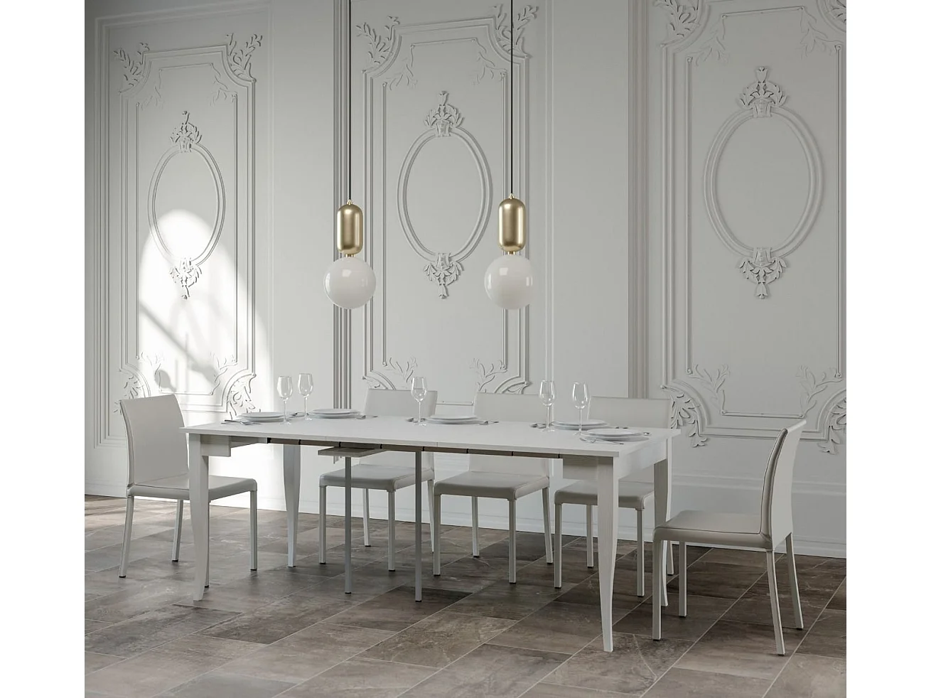 Console extensible 90x48/308 cm Sciabola frêne blanc