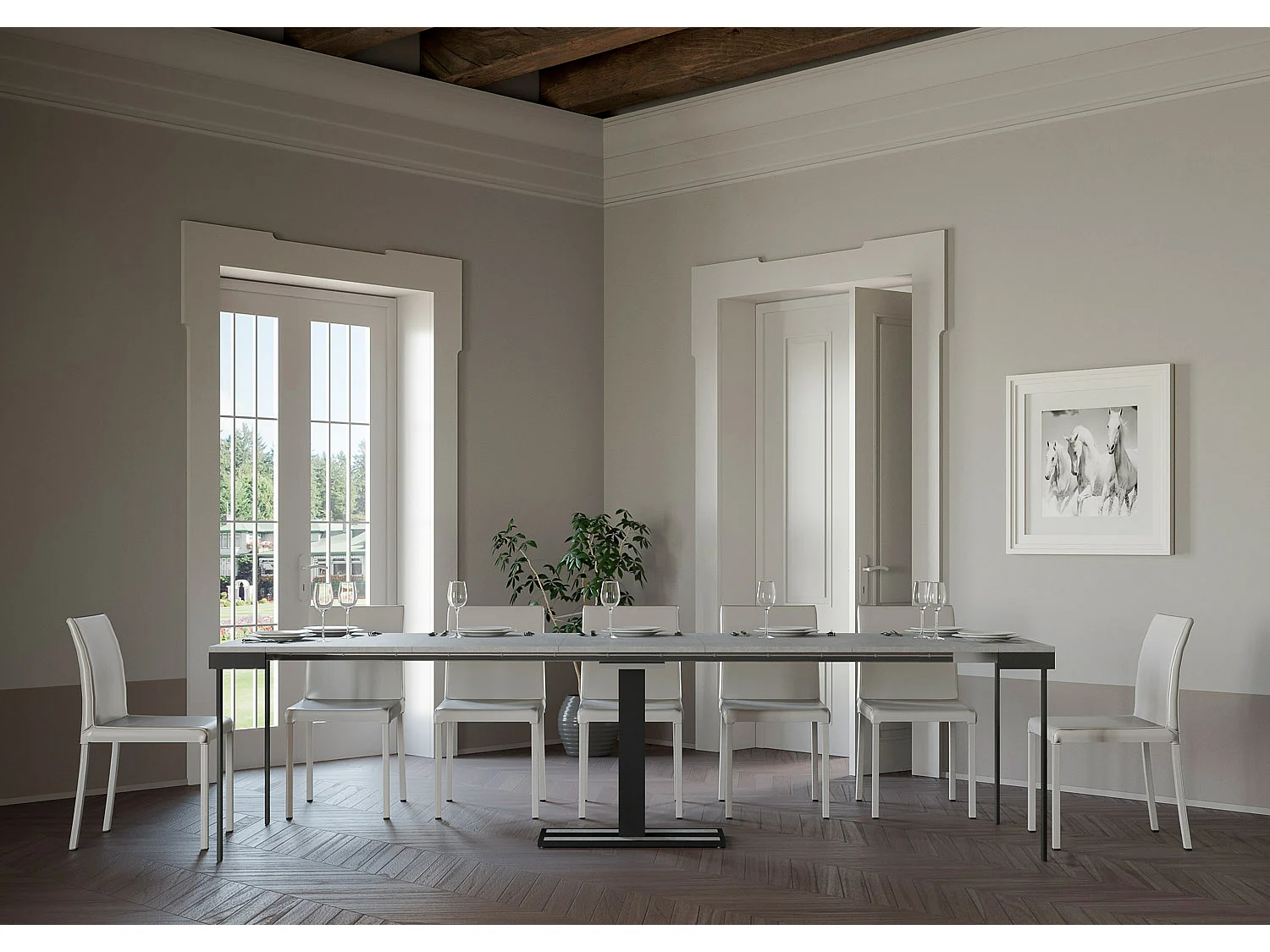 Console extensible 90x40/300 cm Capital Evolution Gris Béton cadre Anthracite