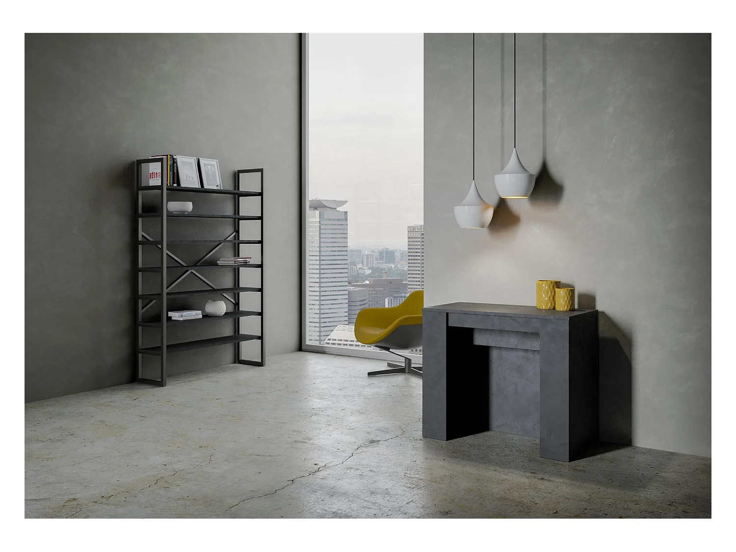 Konsola rozkładana 90x48/296 cm Venus Antracyt Spatolato