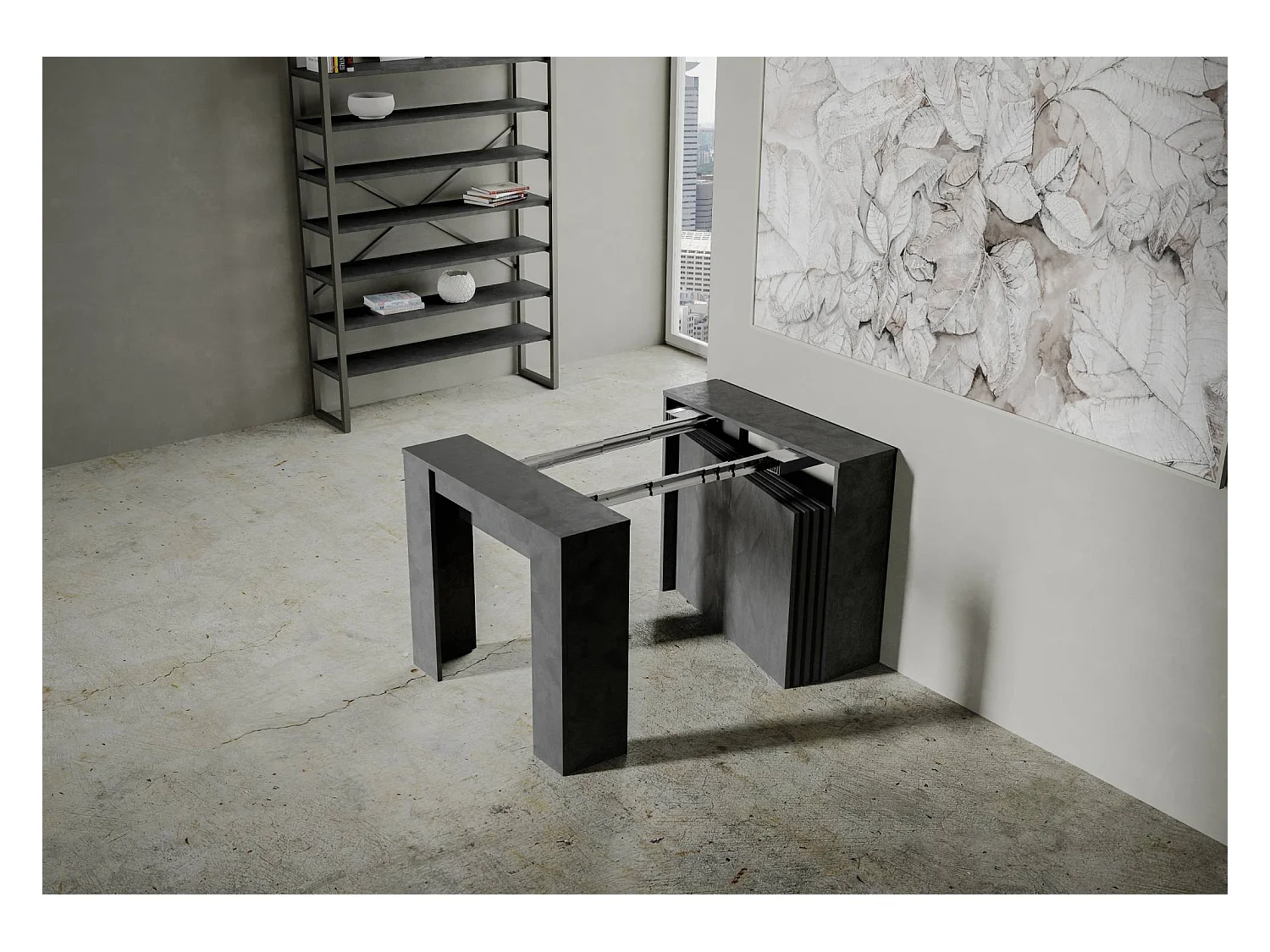 Konsola rozkładana 90x48/296 cm Venus Antracyt Spatolato