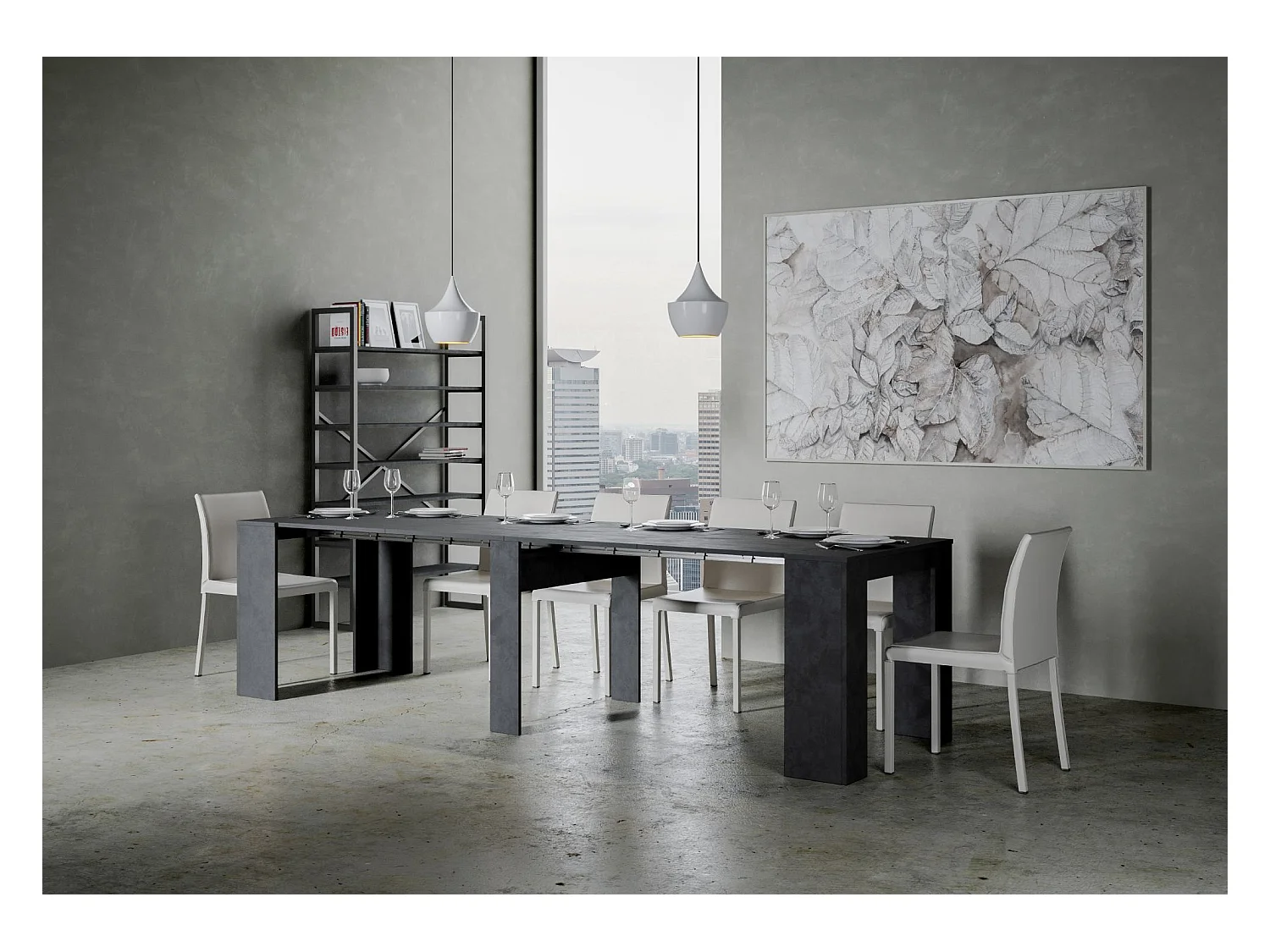 Konsola rozkładana 90x48/296 cm Venus Antracyt Spatolato