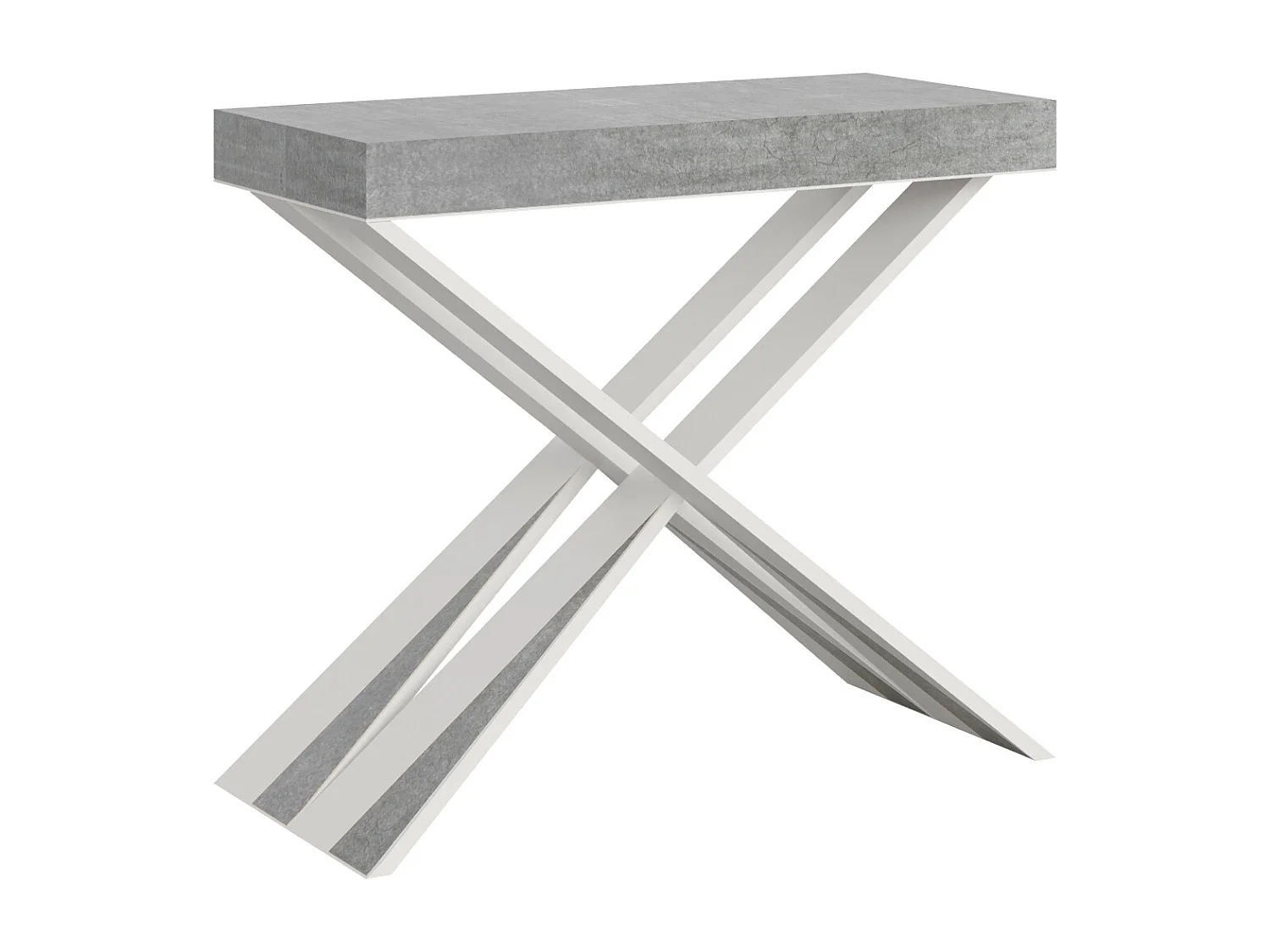Console extensible 90x40/196 cm Diago Small Gris Béton cadre Blanc