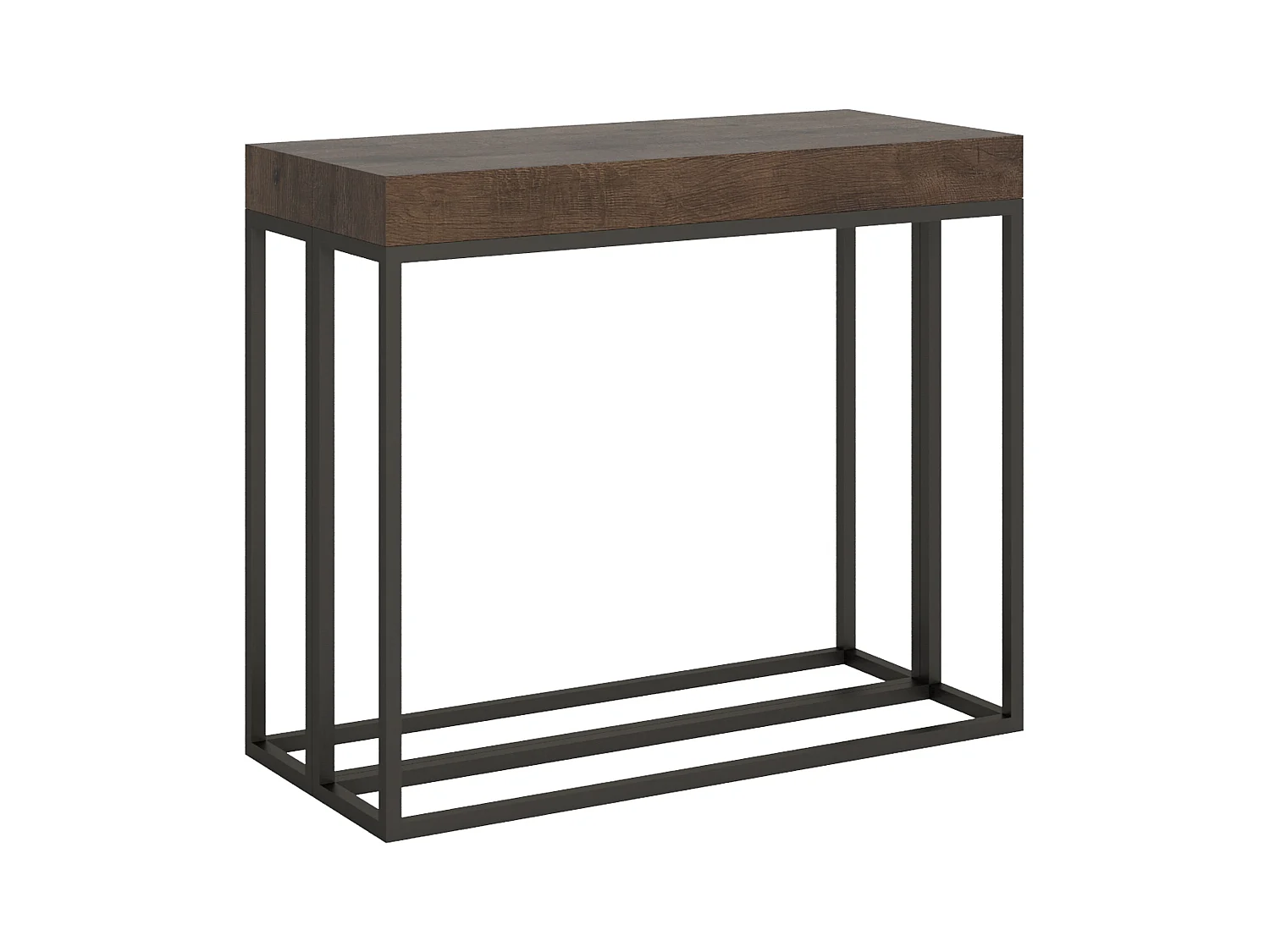 Ausziehbarer Konsolentisch 90x40/196 cm Epoca Small Nussbaum mit Eisenrahmen aus Anthrazit