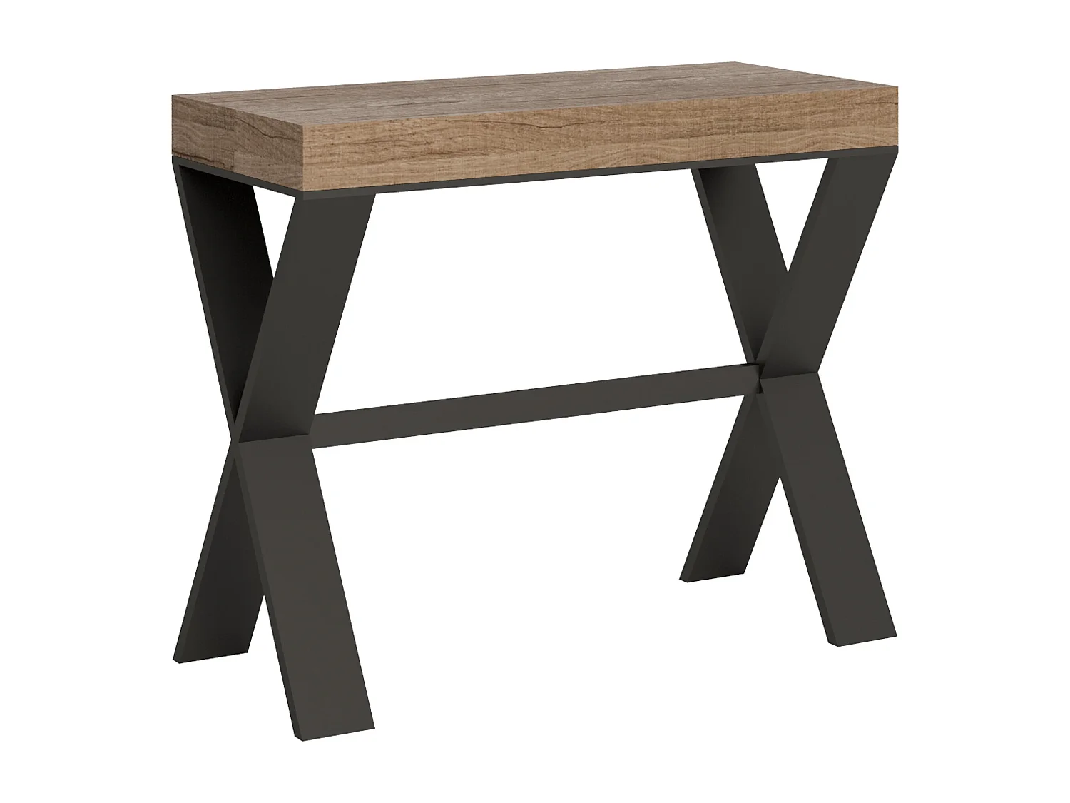 Consola extensible con patas en X Xenia 90x40/196 o 90x40/300 cm-Color Natural-3 alargaderas gruesas