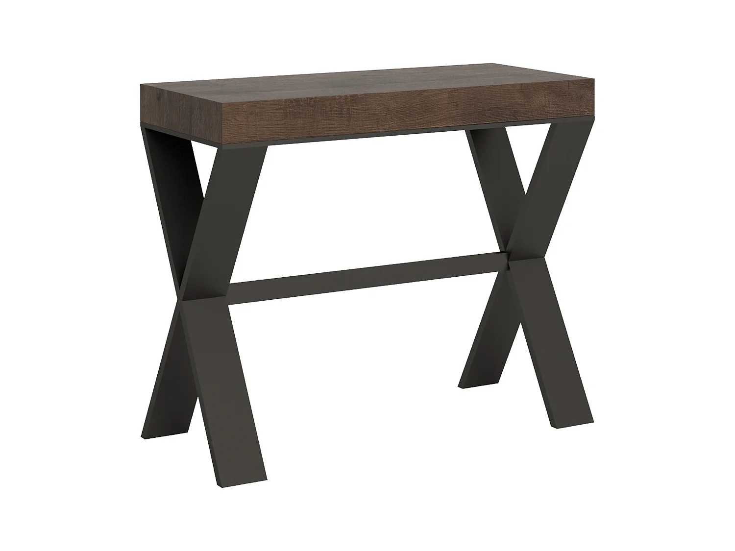 Ausziehbarer Konsolentisch 90x40/196 cm Xenia Small Nussbaum mit Eisenrahmen aus Anthrazit