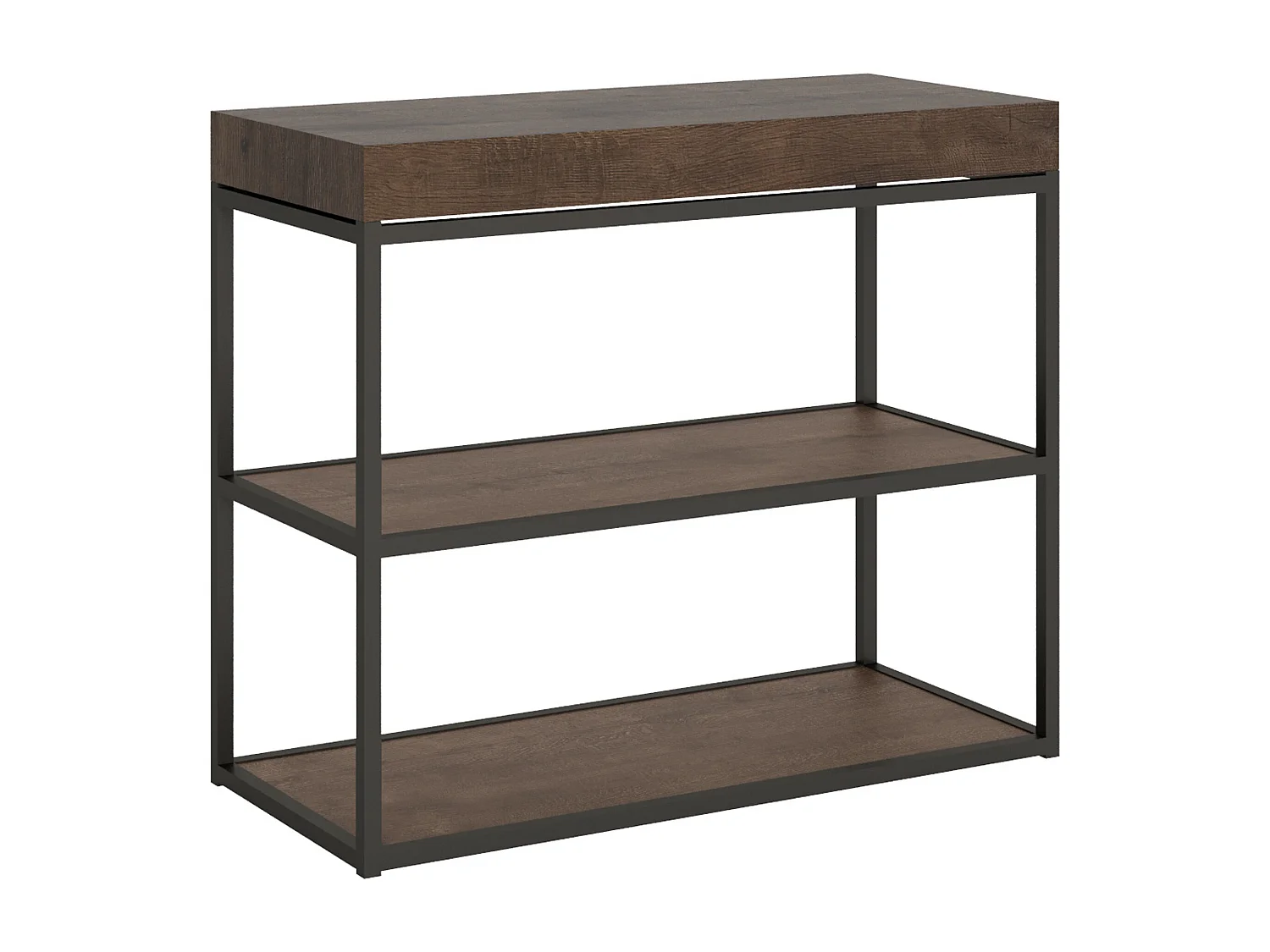 Console extensible 90x40/300 cm Plano Premium Noyer cadre Anthracite