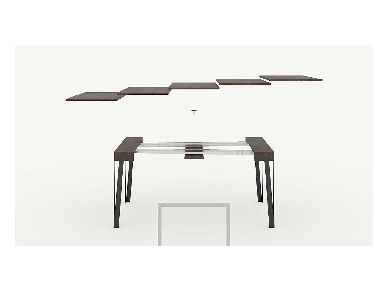 Console extensible 90x40/196 cm Rio Small Frêne Blanc cadre Anthracite