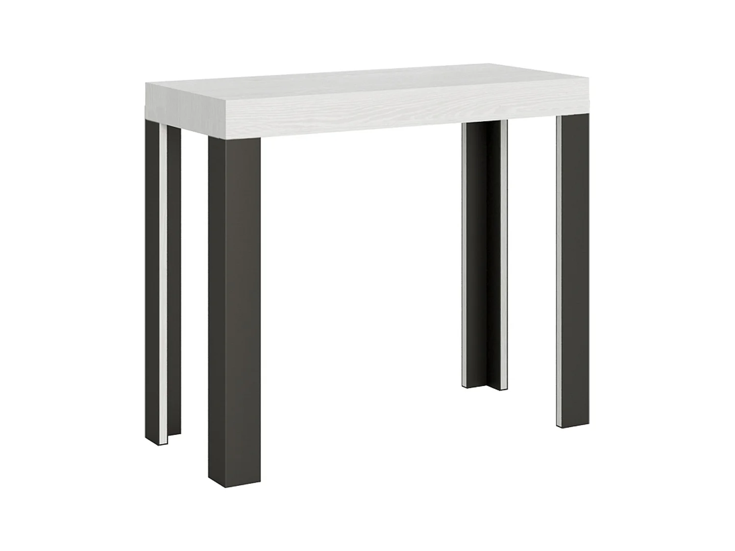 Console extensible 90x40/196 cm Linea Small Frêne Blanc cadre Anthracite