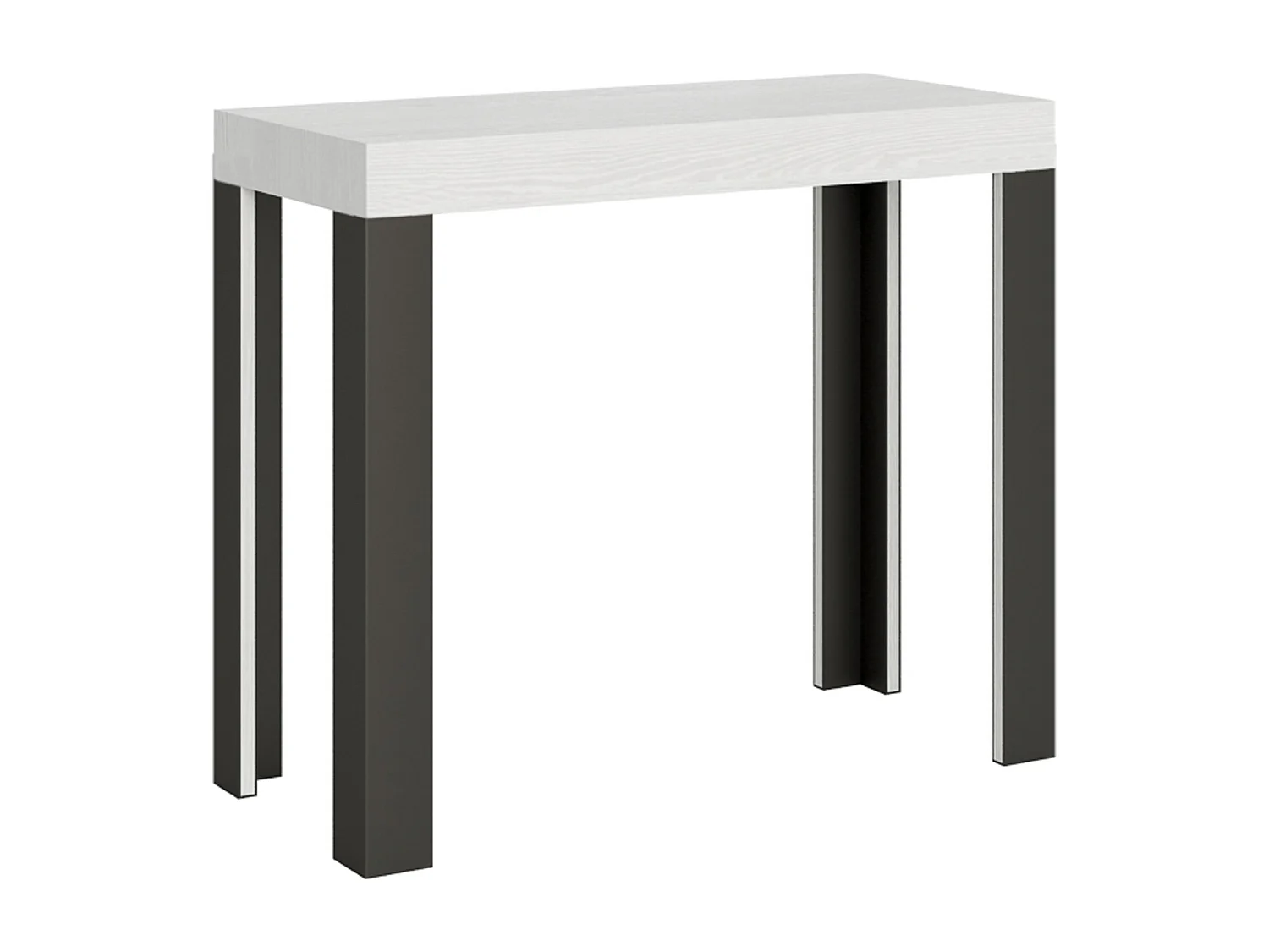 Console extensible 90x40/196 cm Linea Small Frêne Blanc cadre Anthracite
