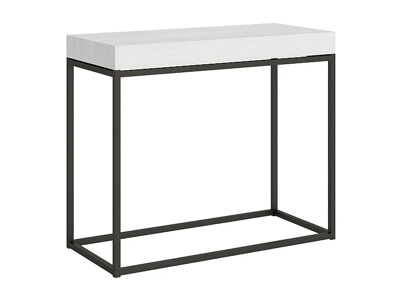 Console extensible 90x40/196 cm Nordica Small Frêne Blanc cadre Anthracite