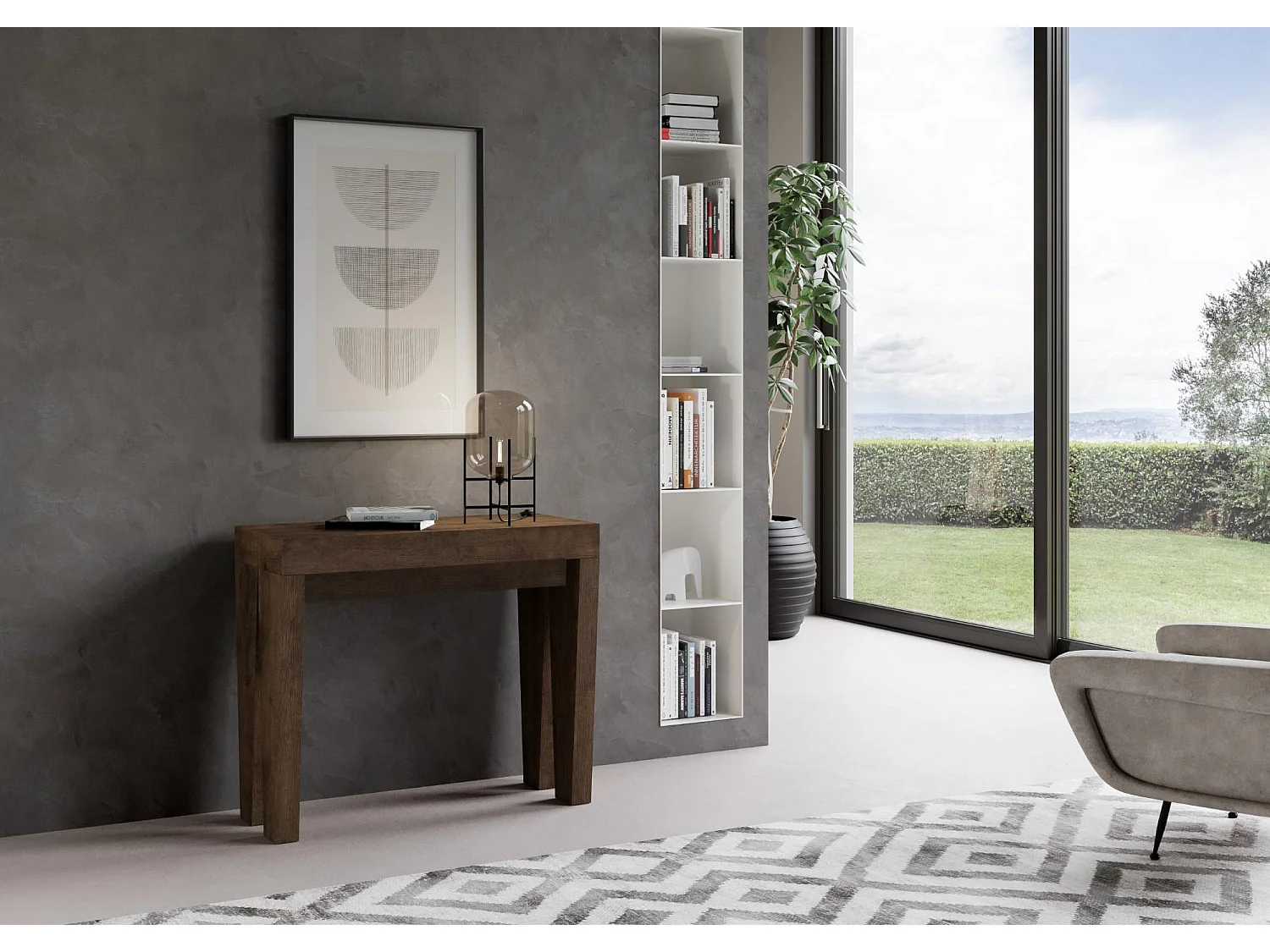 Mesa consola extensível 90x40/300 cm Spimbo Nogueira