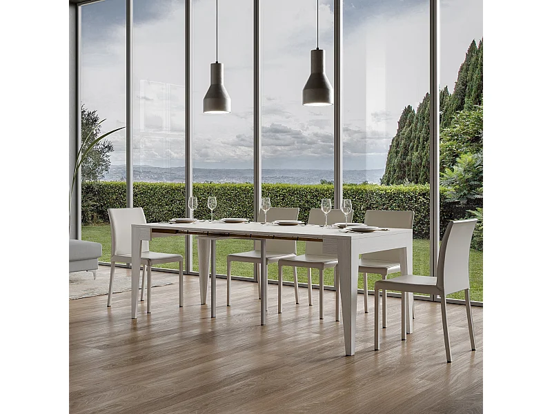 Console extensible 90x42/302 cm Isotta frêne blanc