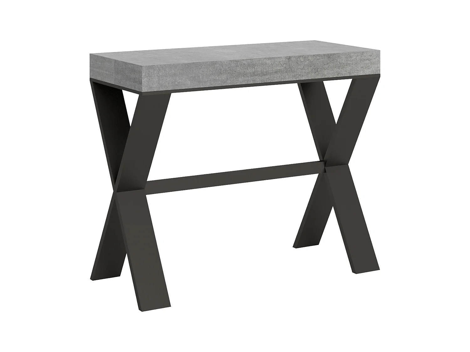 Console extensible 90x40/196 cm Xenia Small Premium Gris Béton cadre Anthracite