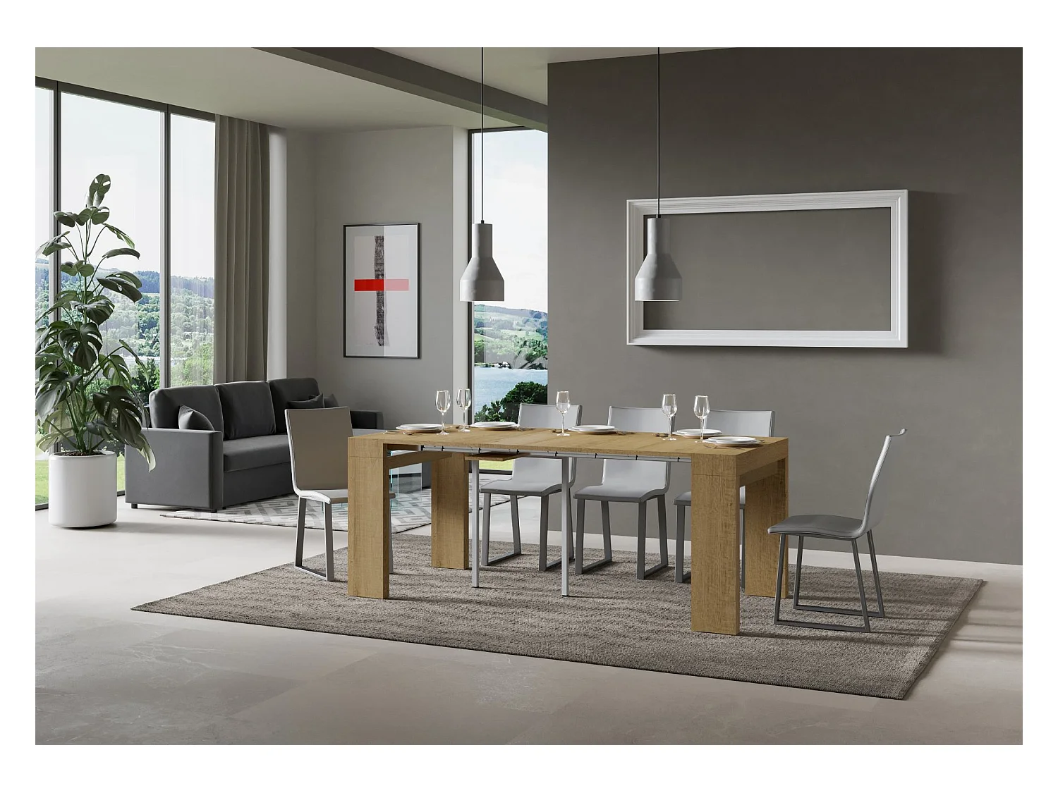 Konsola rozkładana 90x40/196 cm Roxell Dąb Mały Natura