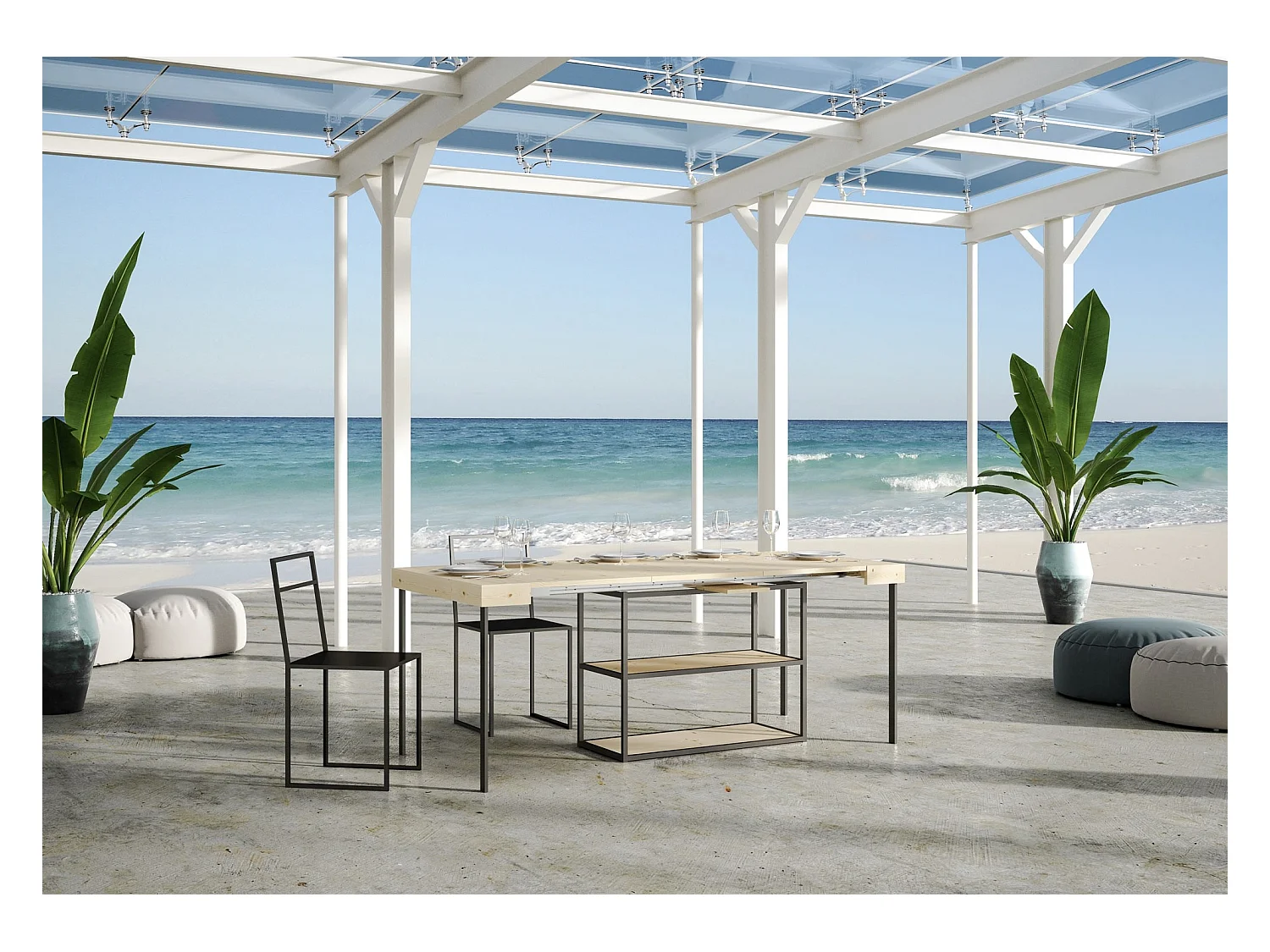 Console Camelia Small Sapin Nature cadre Anthracite