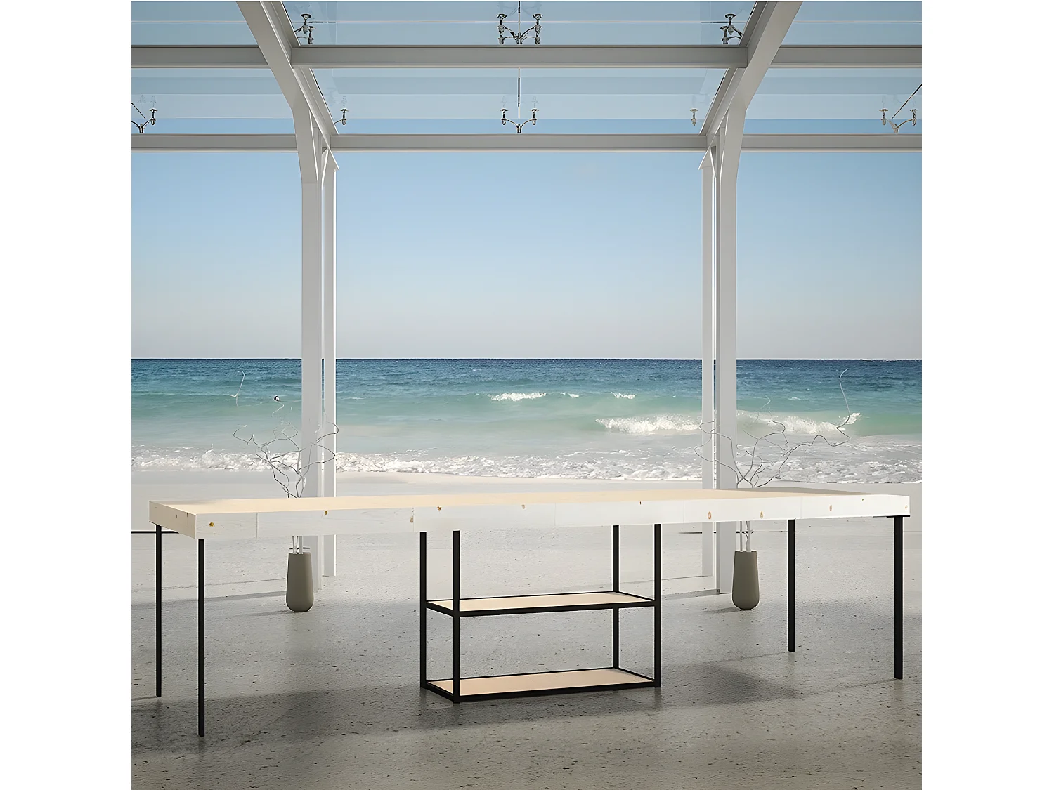 Console Camelia Small Sapin Nature cadre Anthracite