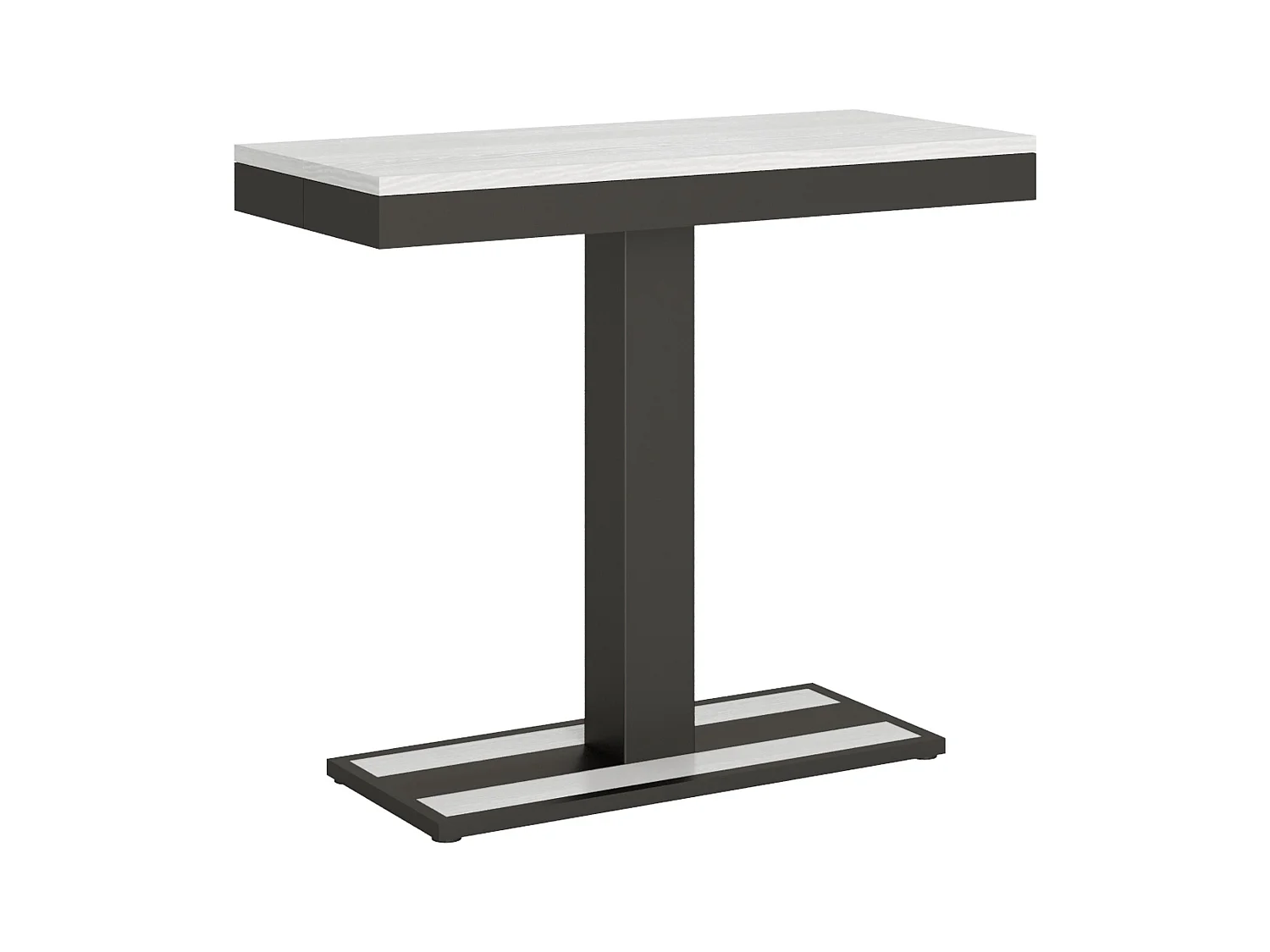 Designer uitschuifbare houten console met centrale poot Kapital evolution 90x40/196 of 90x40/300 cm-Kleur Wit-Verlengsnoeren 5 uitbreidingen