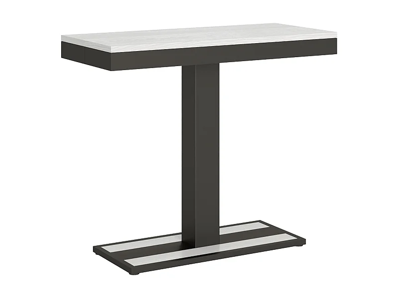 Designer uitschuifbare houten console met centrale poot Kapital evolution 90x40/196 of 90x40/300 cm-Kleur Wit-Verlengsnoeren 5 uitbreidingen