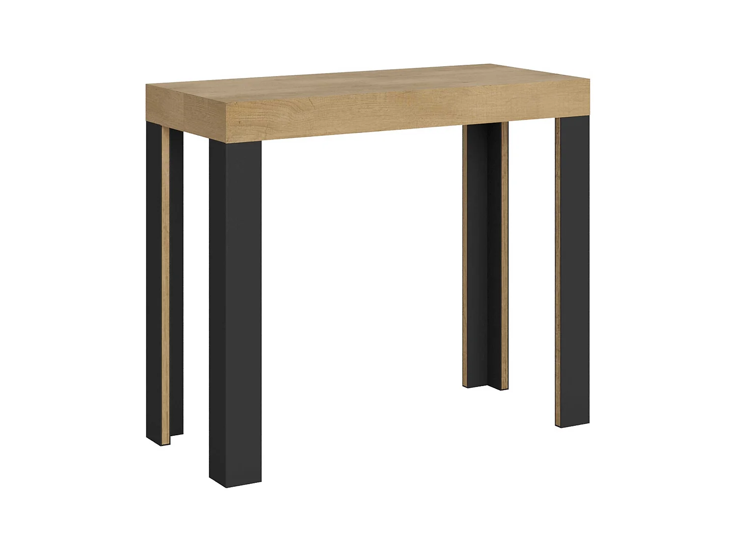Uitschuifbare sidetable 90x40/300 cm Linea natuur eiken met antraciet frame
