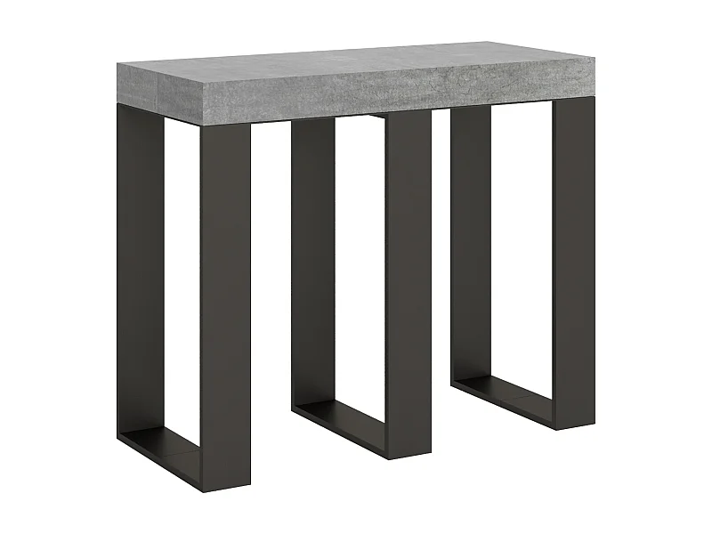 Console extensible 90x40/196 cm Sintesi Small Premium Gris Béton cadre Anthracite
