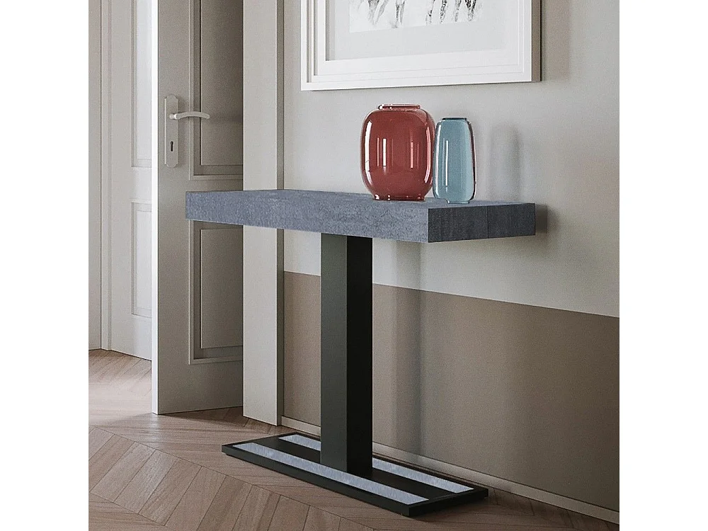 Console extensible 90x40/196 cm Capital Small Premium Gris Béton cadre Anthracite