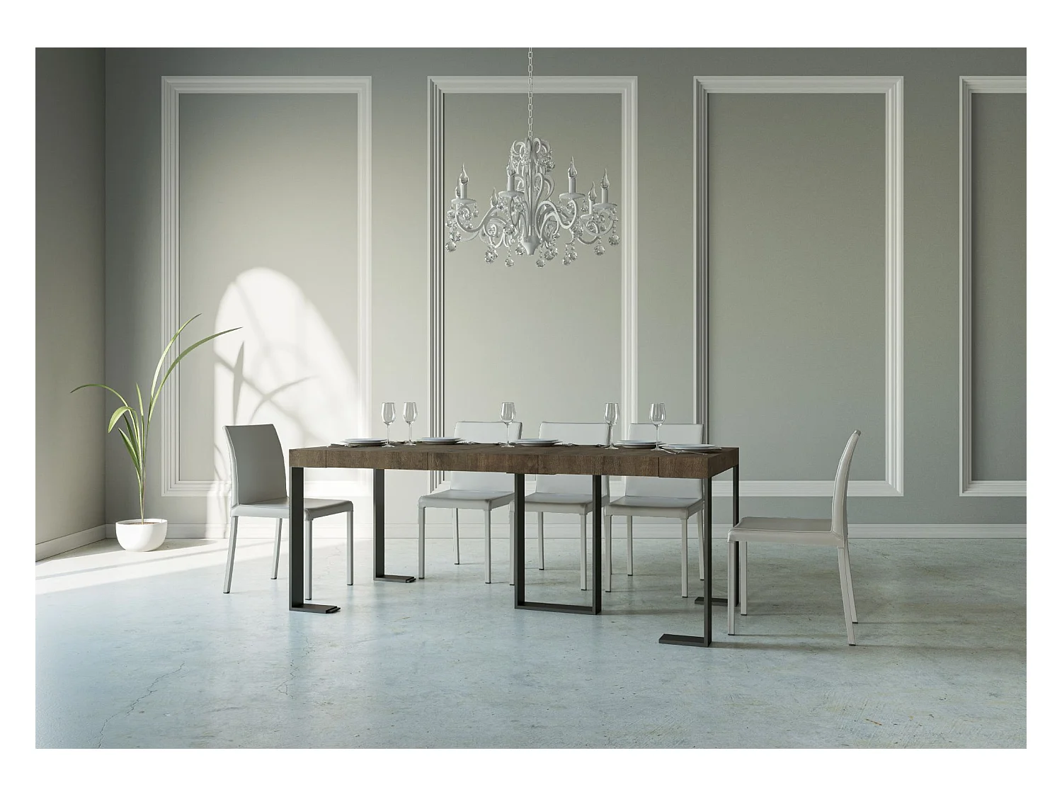 Consola extensible 90x40/196 cm Sintesi Small Premium Estructura Nogal Antracita