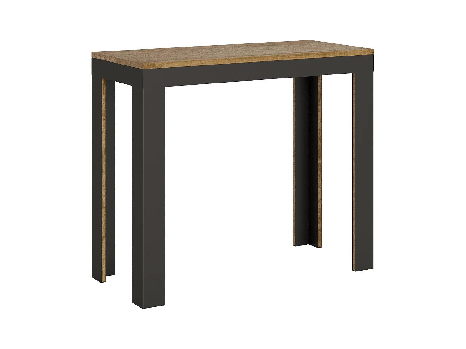 Console extensible 90x40/196 cm Linea Evolution Small Chêne Nature cadre Anthracite
