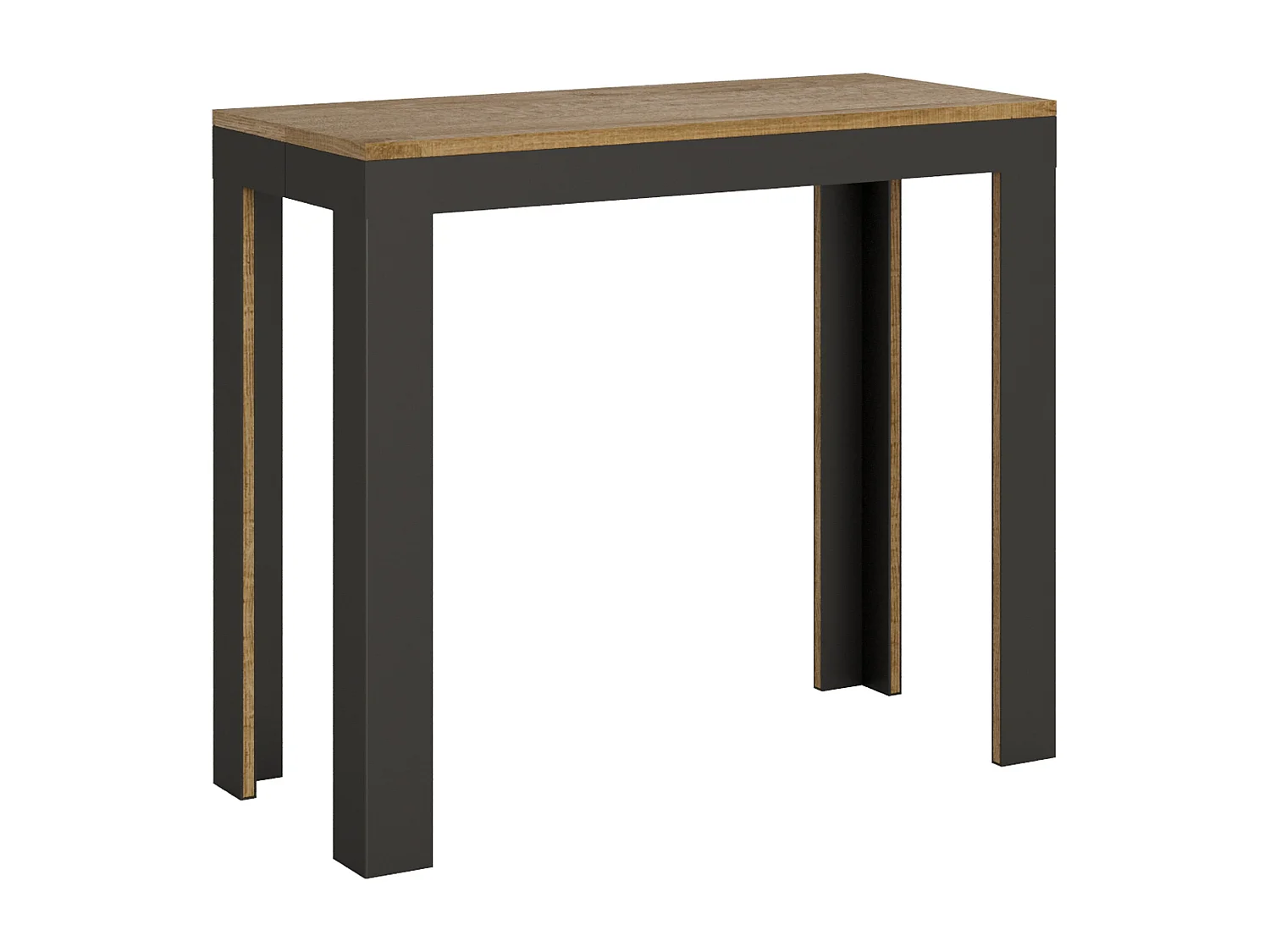 Console extensible 90x40/196 cm Linea Evolution Small Chêne Nature cadre Anthracite
