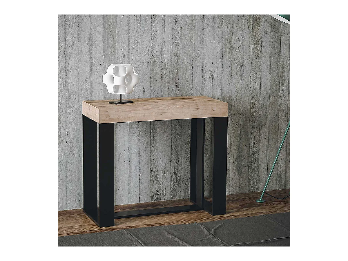 Konsola rozkładana 90x40/196 cm Futura Mały Dąb Premium Natura Struktura Antracyt