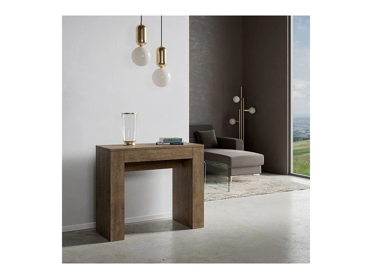 Uitschuifbare sidetable 90x42/302 cm Modem walnoot