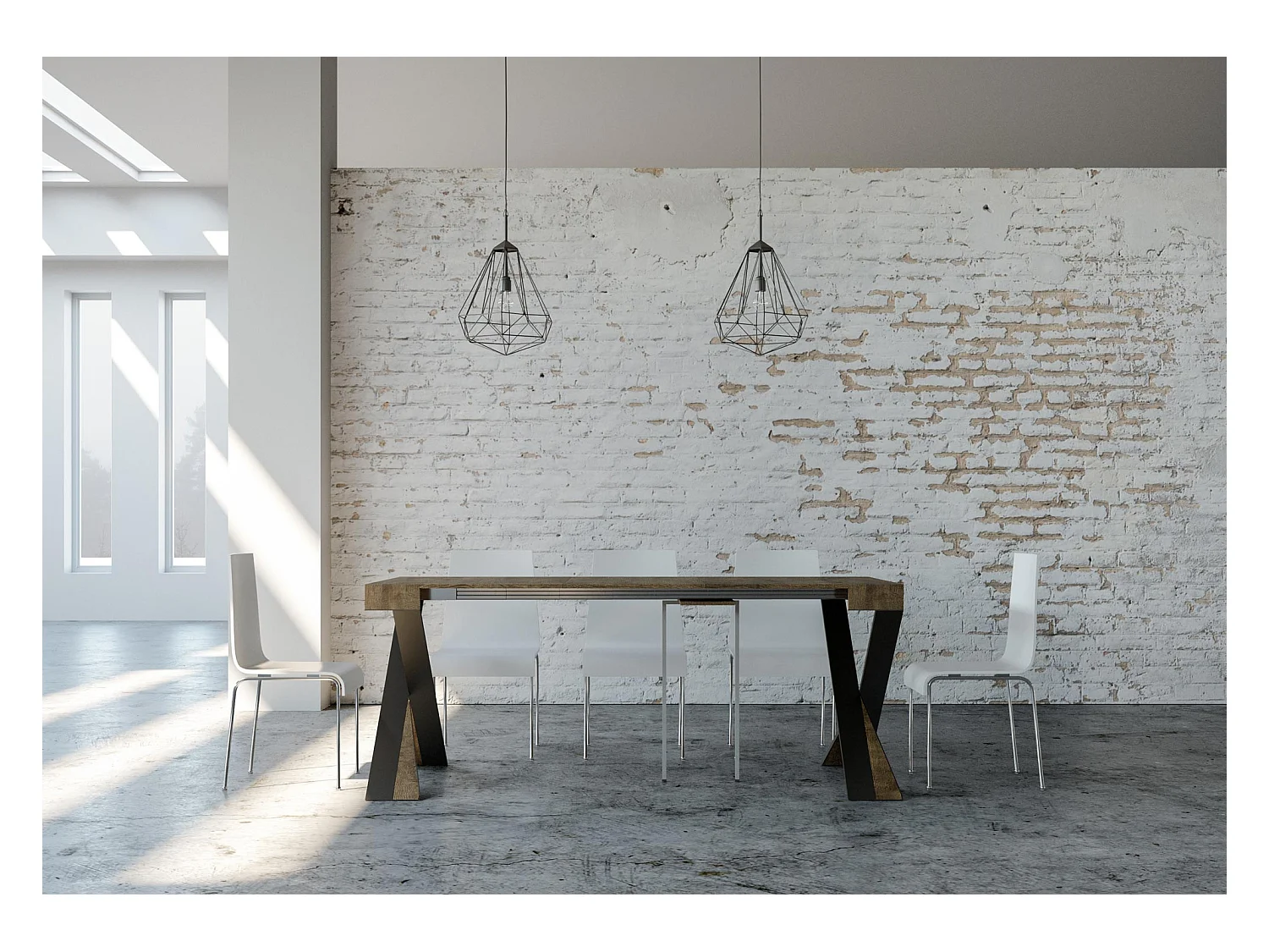 Console extensible 90x40/196 cm Diago Small Noyer cadre Anthracite