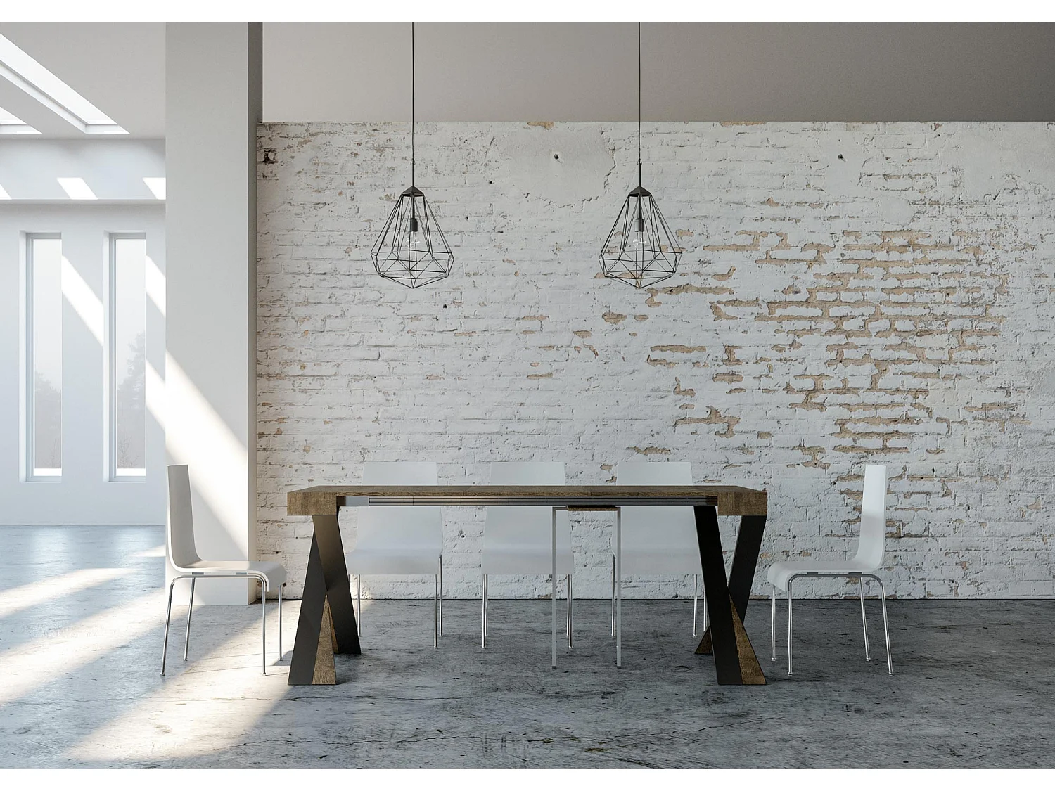 Mesa consola extensível 90x40/196 cm Diago Small Nogueira quadro Antracite