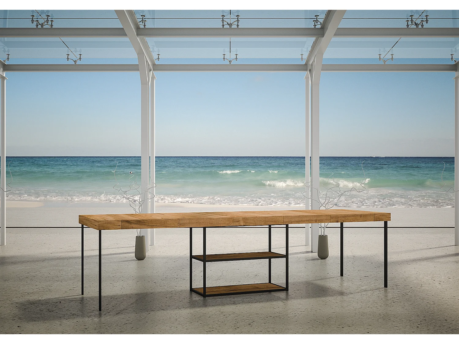 Consola extensível 90x40/290 cm Estrutura Plano Premium Dyed Fir Anthracite