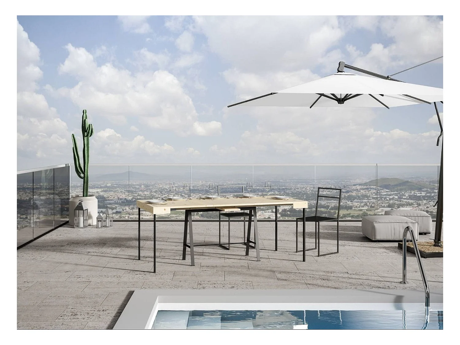 Console Iris Small Sapin Teinté cadre Anthracite