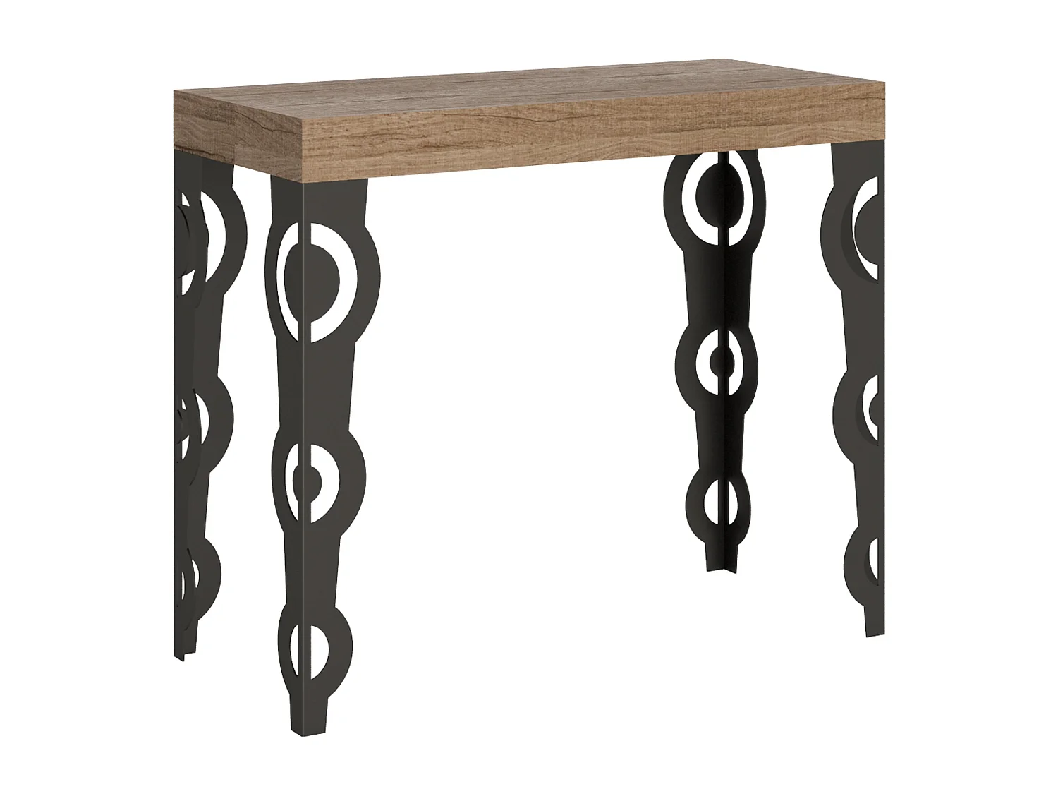 Konsola rozkładana 90x40/196 cm Karamay Small Dąb naturalny rama w kolorze Antracytu