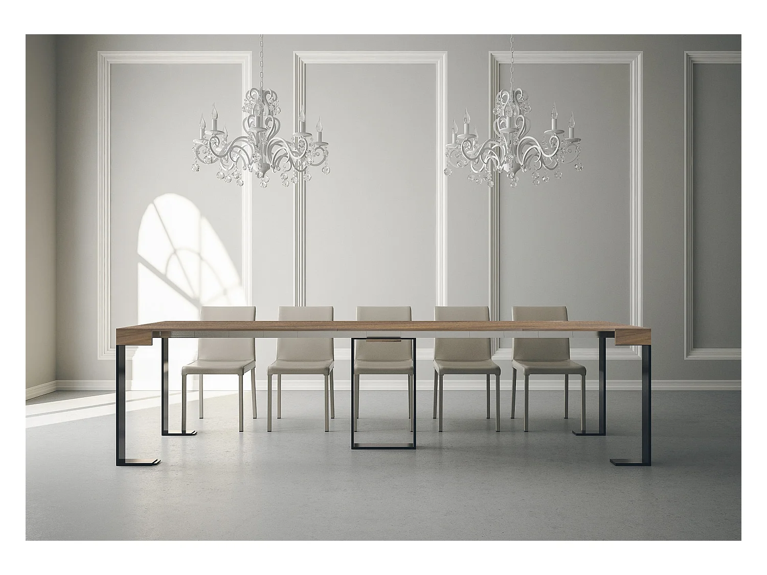 Mesa consola extensível 90x40/300 cm Sintesi Nogueira quadro Antracite