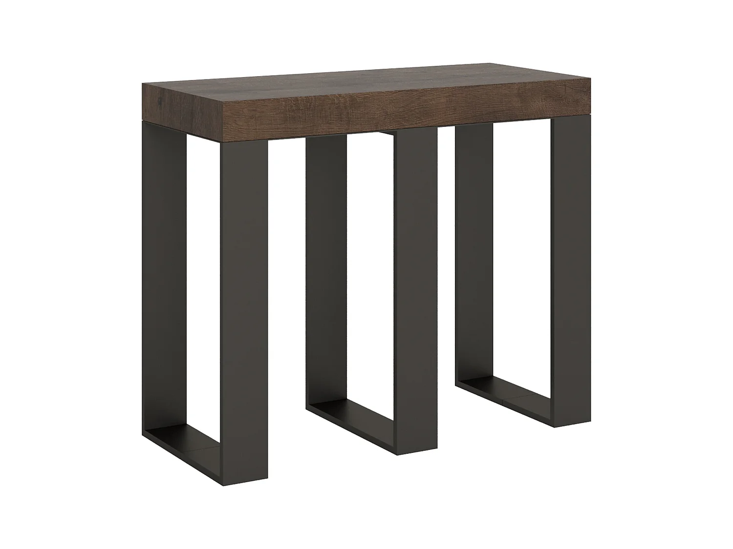 Uitschuifbare sidetable 90x40/300 cm Sintesi walnoot met antraciet frame